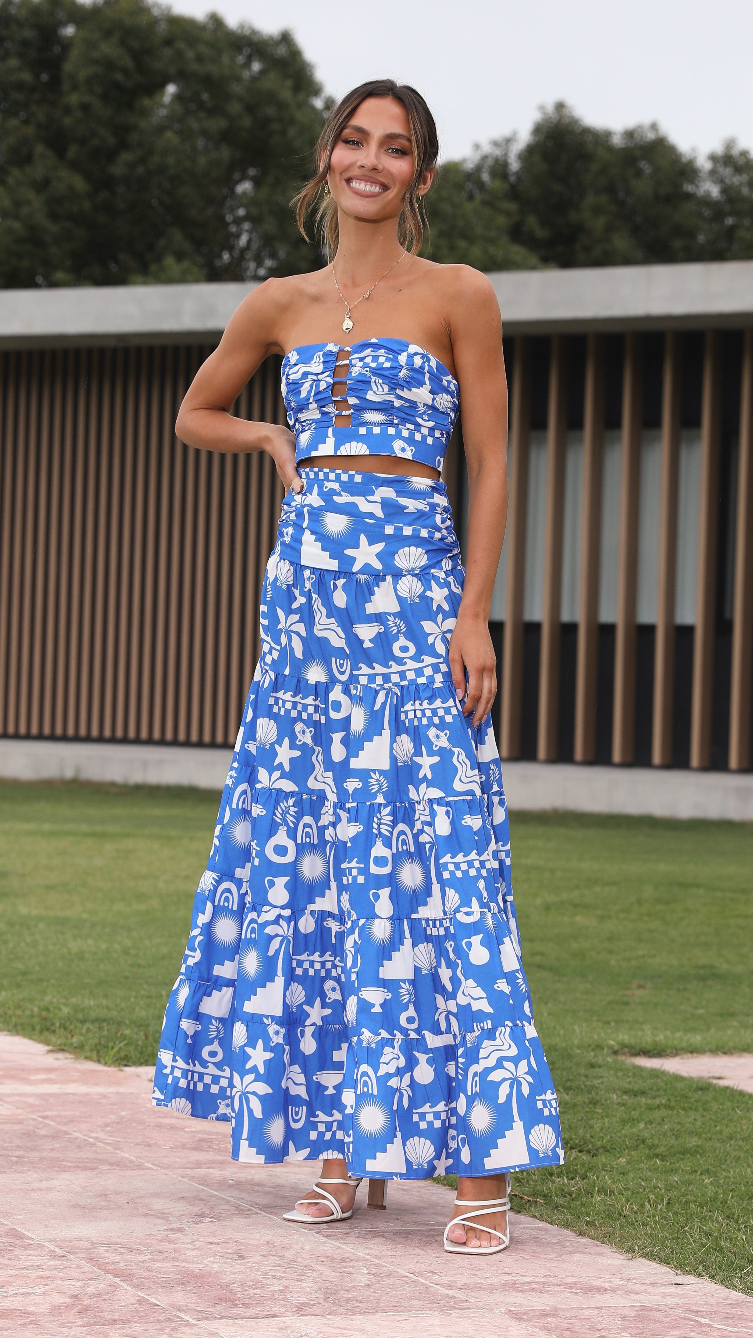Cove Maxi Skirt - Blue Print
