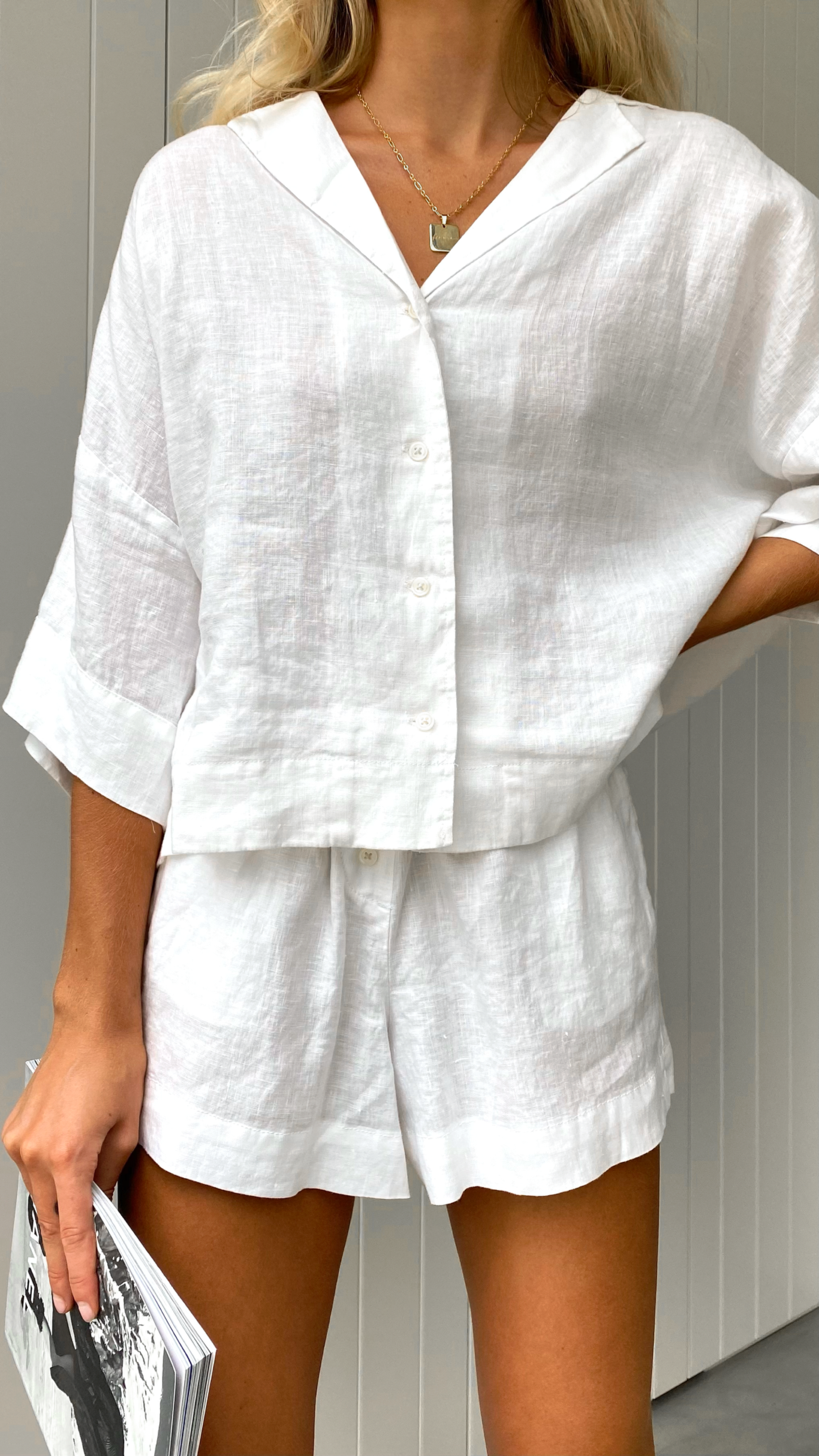 Linen Lounge Shirt - White
