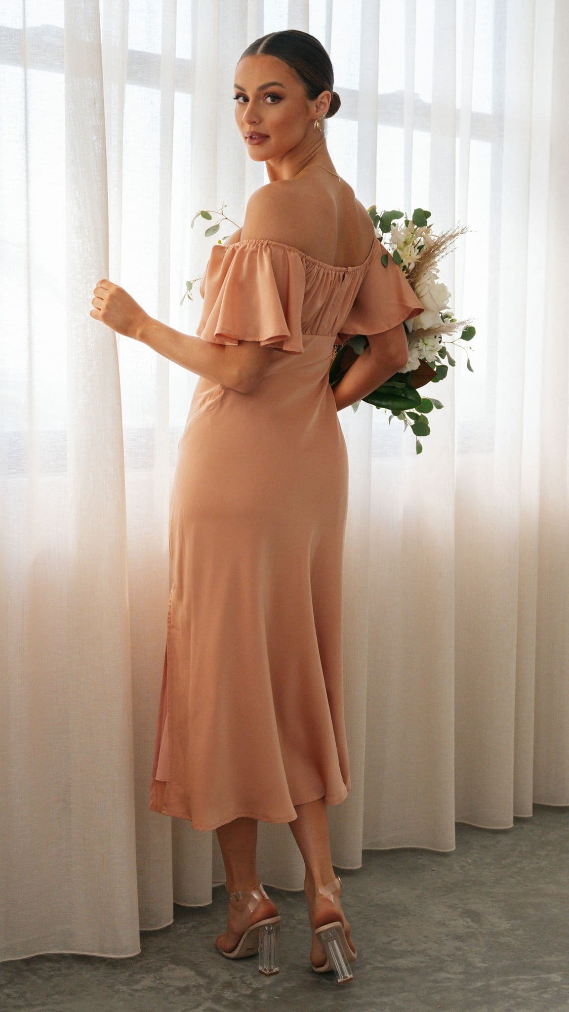 Louisa Midi Dress - Peach