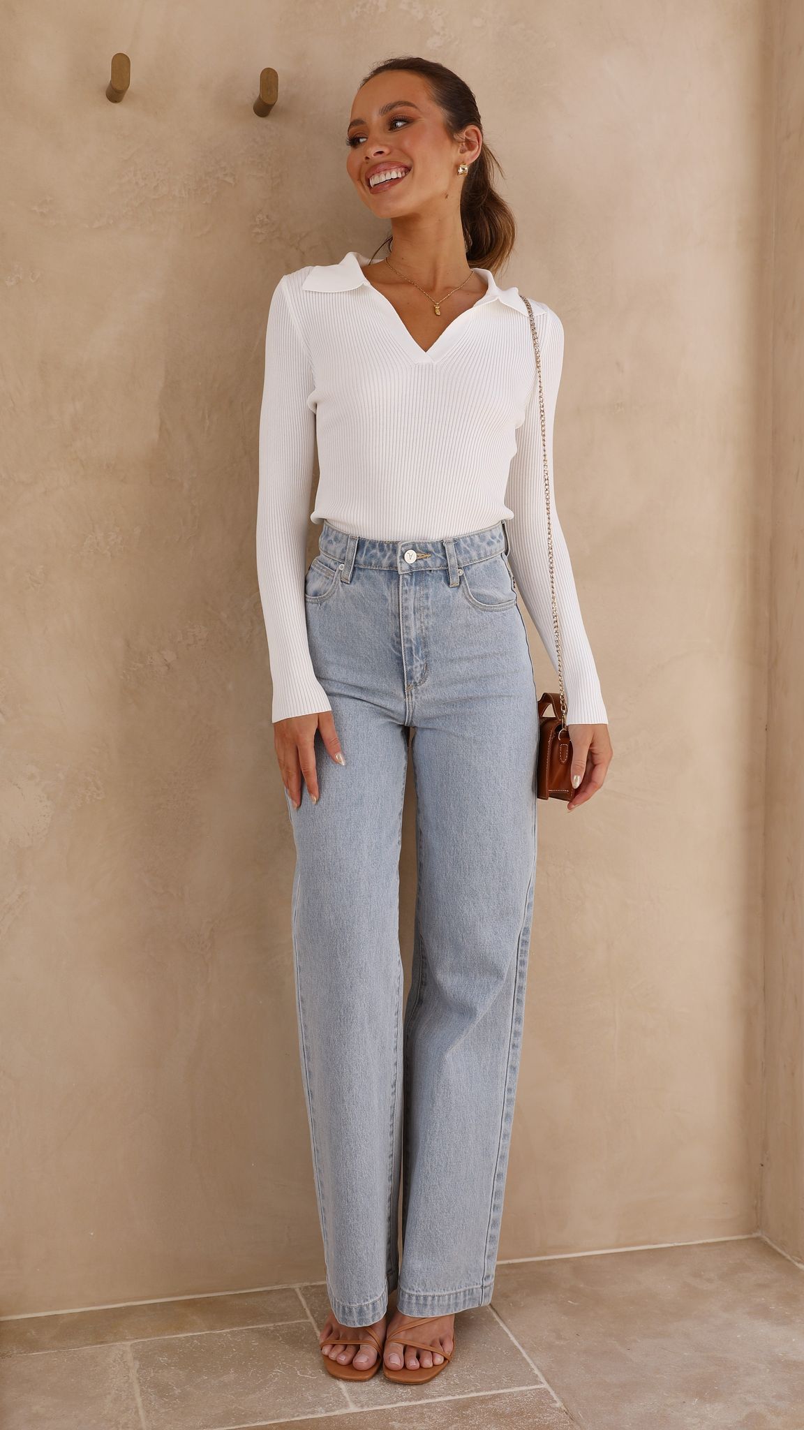 Frankie Knit Long Sleeve Top - White