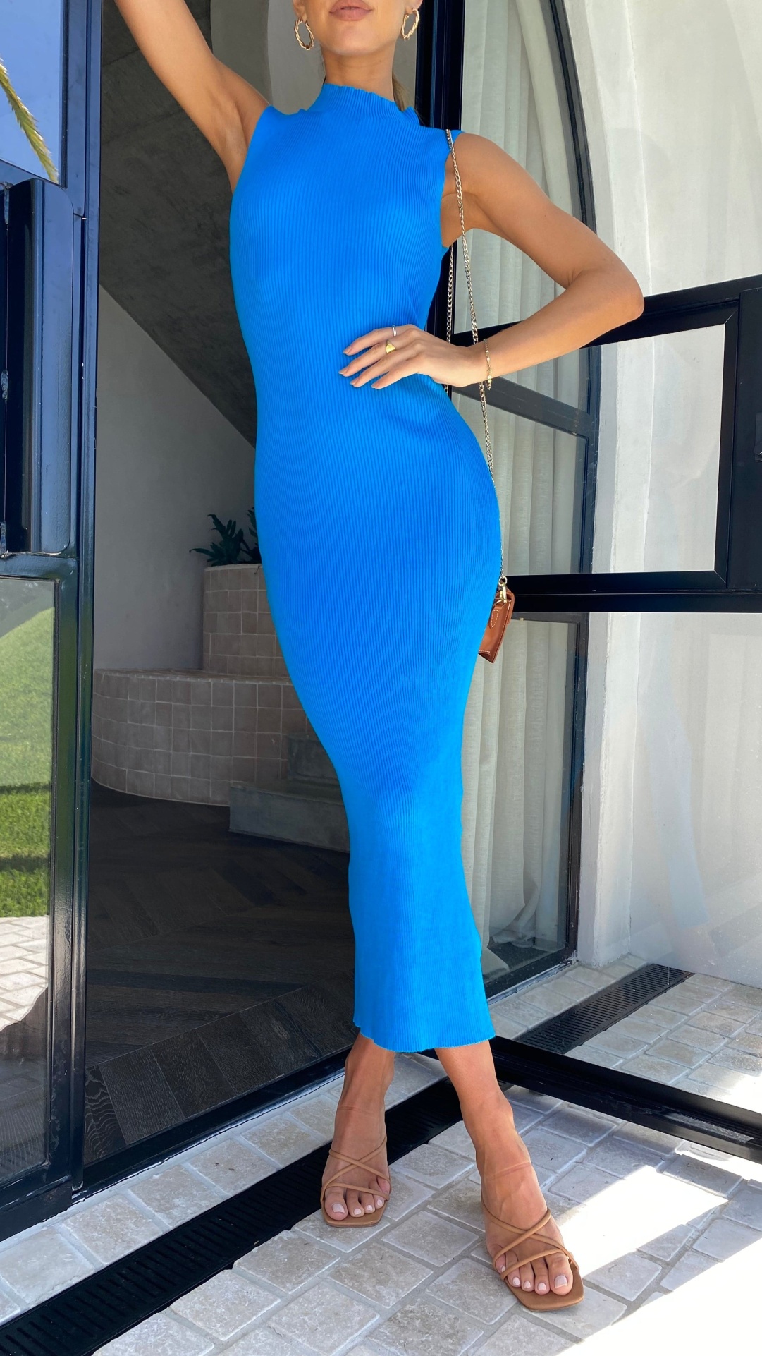 Mae Knit Dress - Blue - lelonys