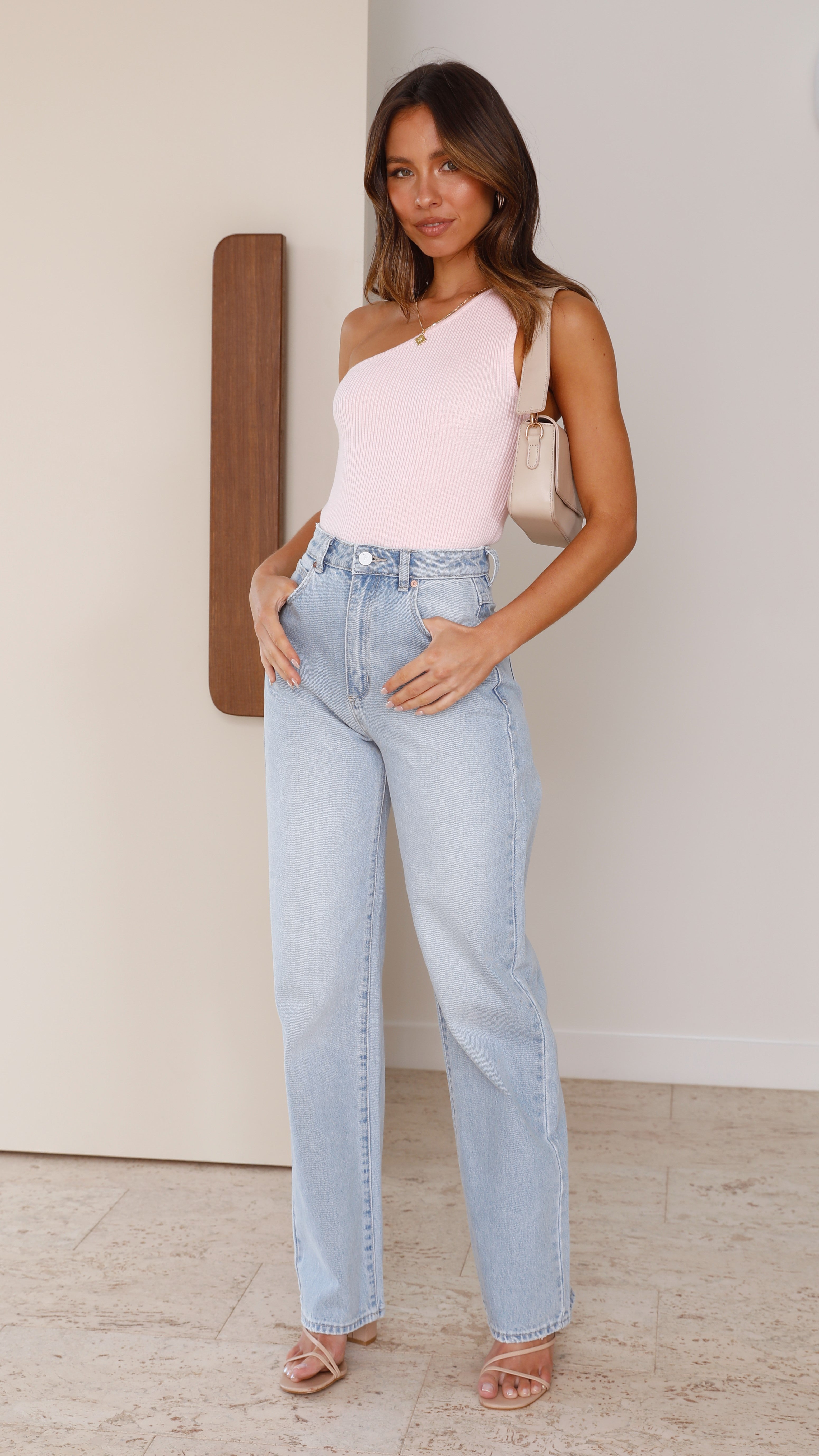 Libbie One Shoulder Top - Soft Pink
