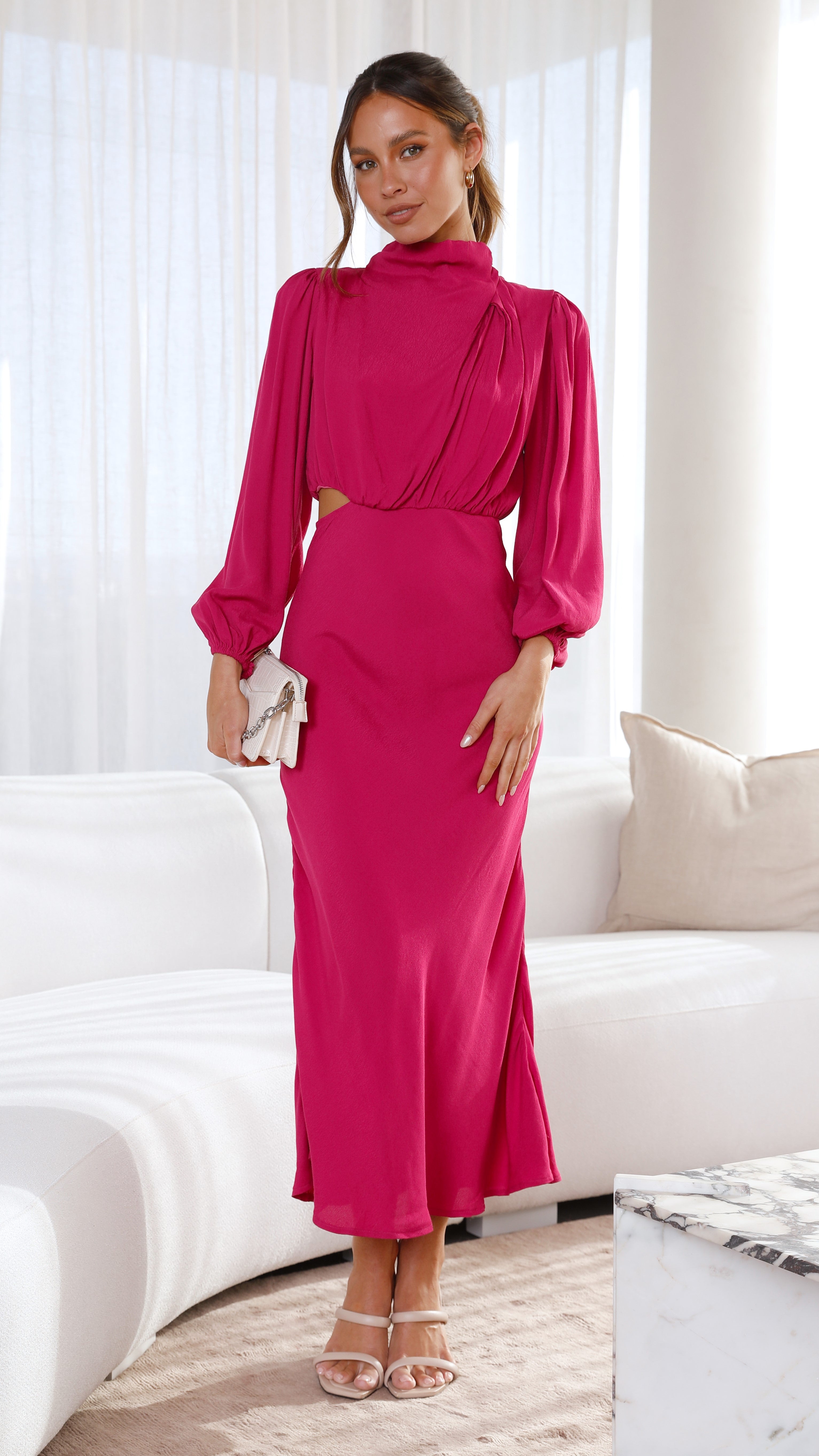 Rosella Midi Dress - Hot Pink