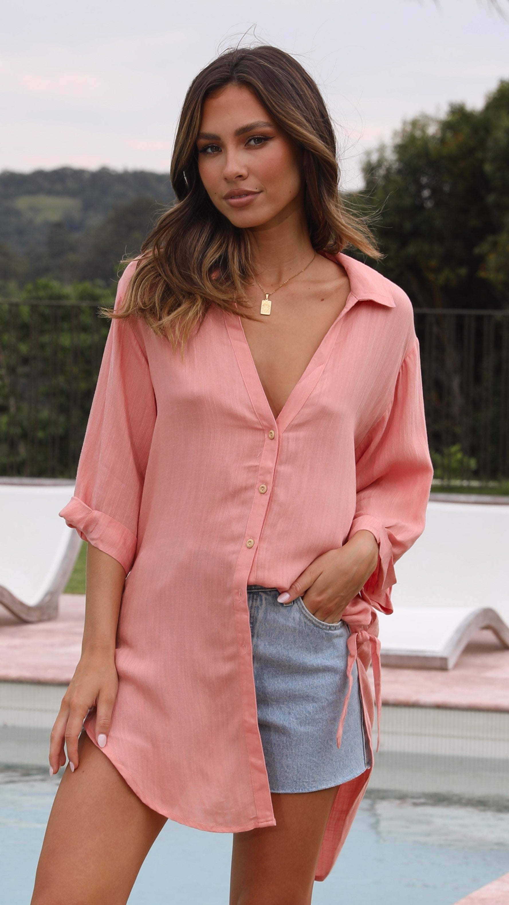 Vesper Long Sleeve Top - Coral