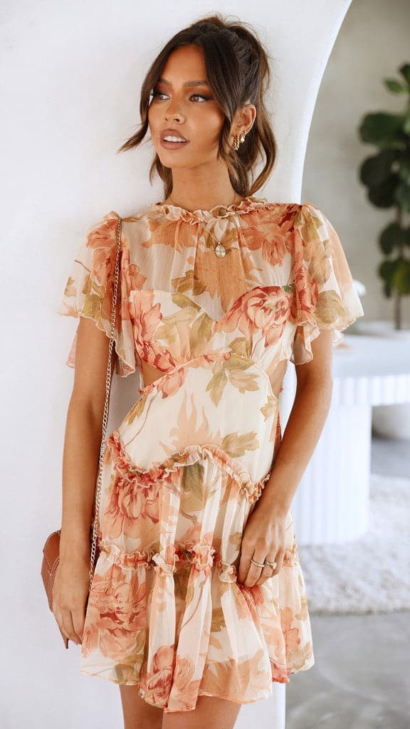 Lylah Mini Dress - Orange Floral