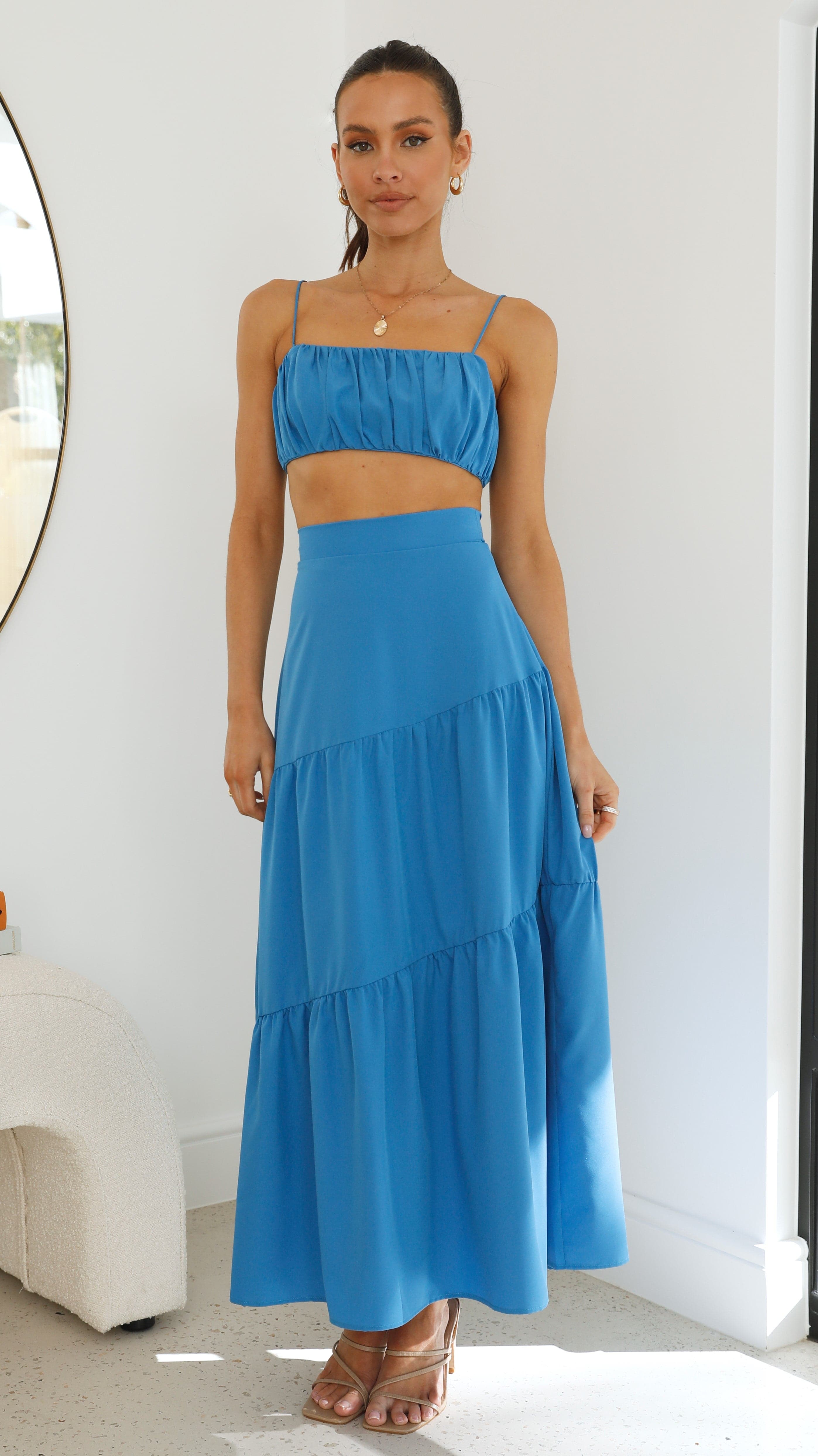 Saraya Top and Skirt Set - Cobalt Blue