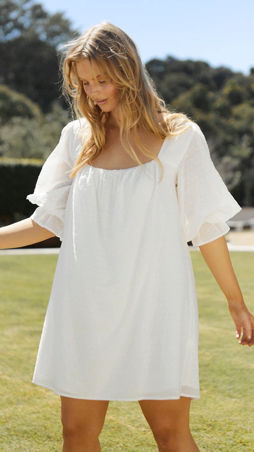 Leona Mini Dress - White Spot