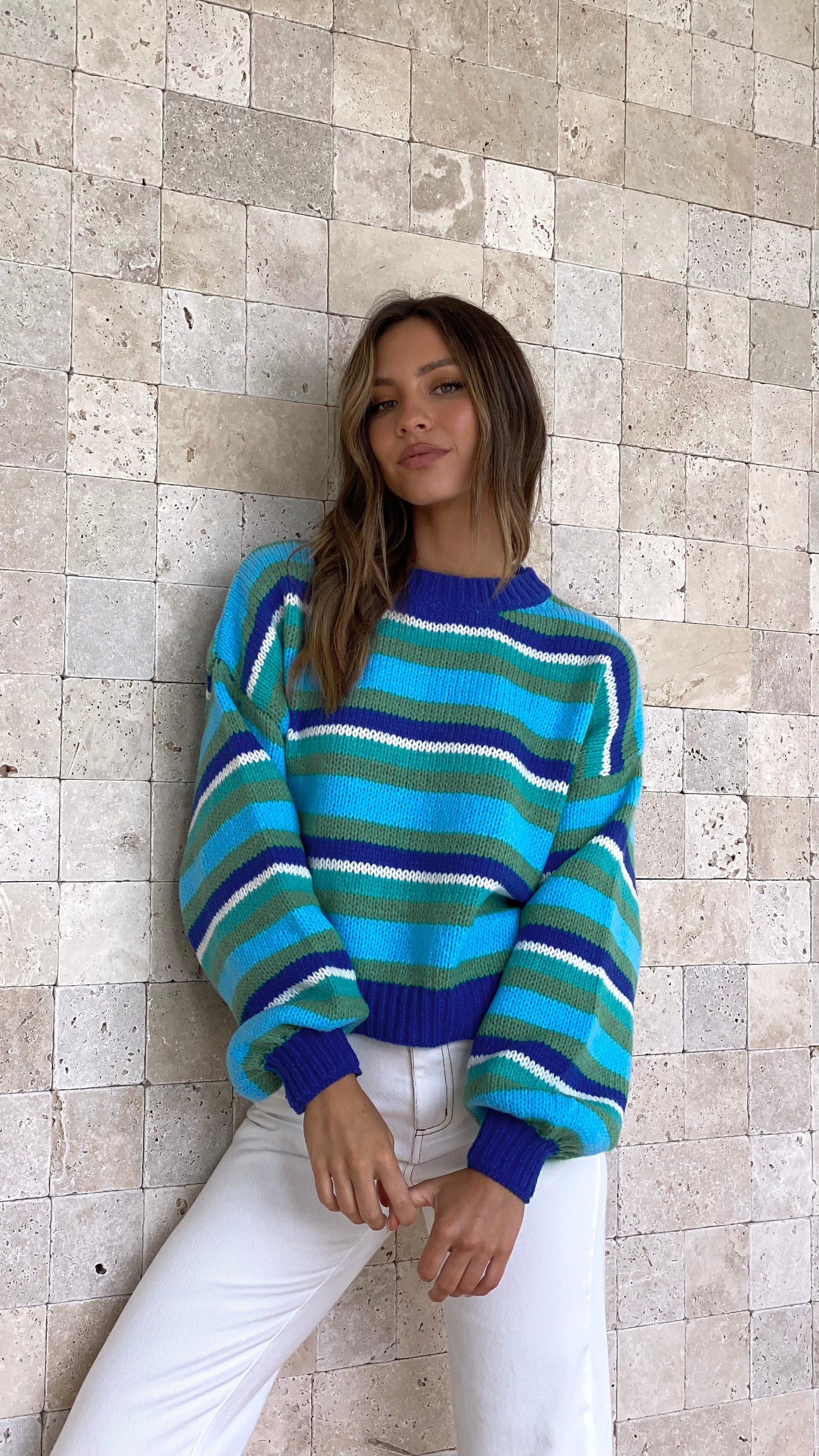 Cherry Knit Jumper - Blue