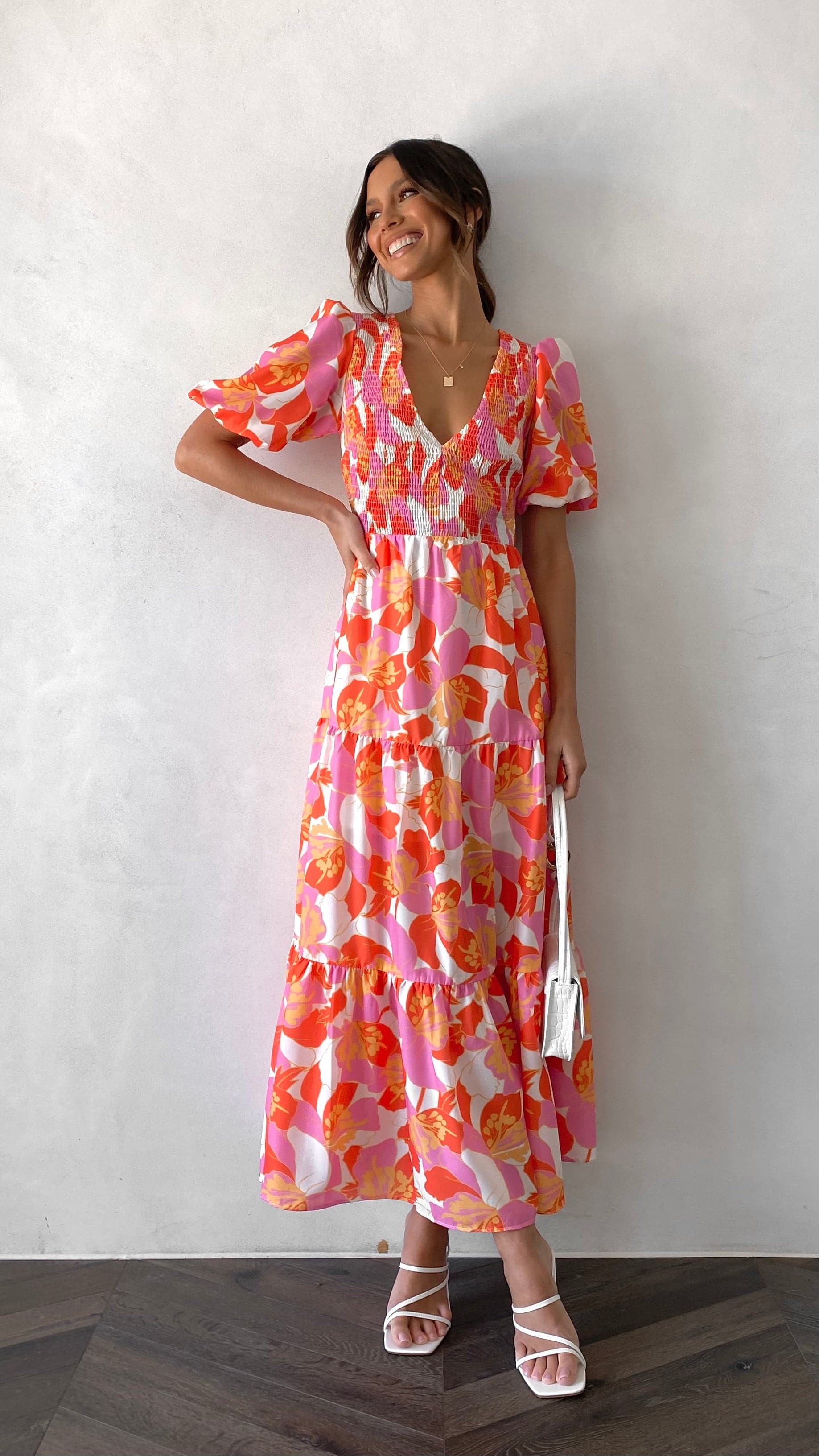 Abbie Maxi Dress - Orange Floral