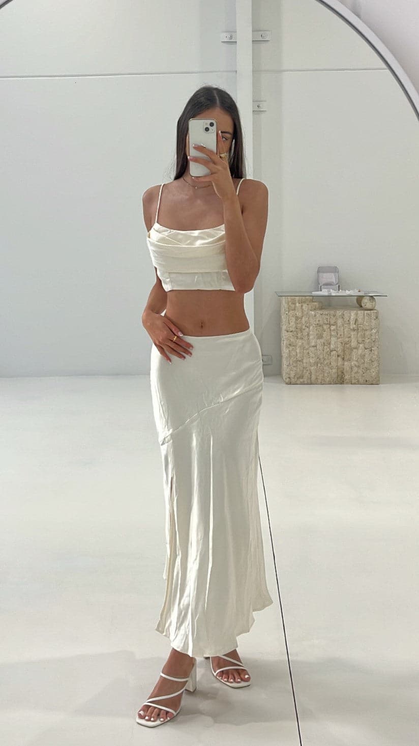 Celina Top and Skirt Set - Champagne