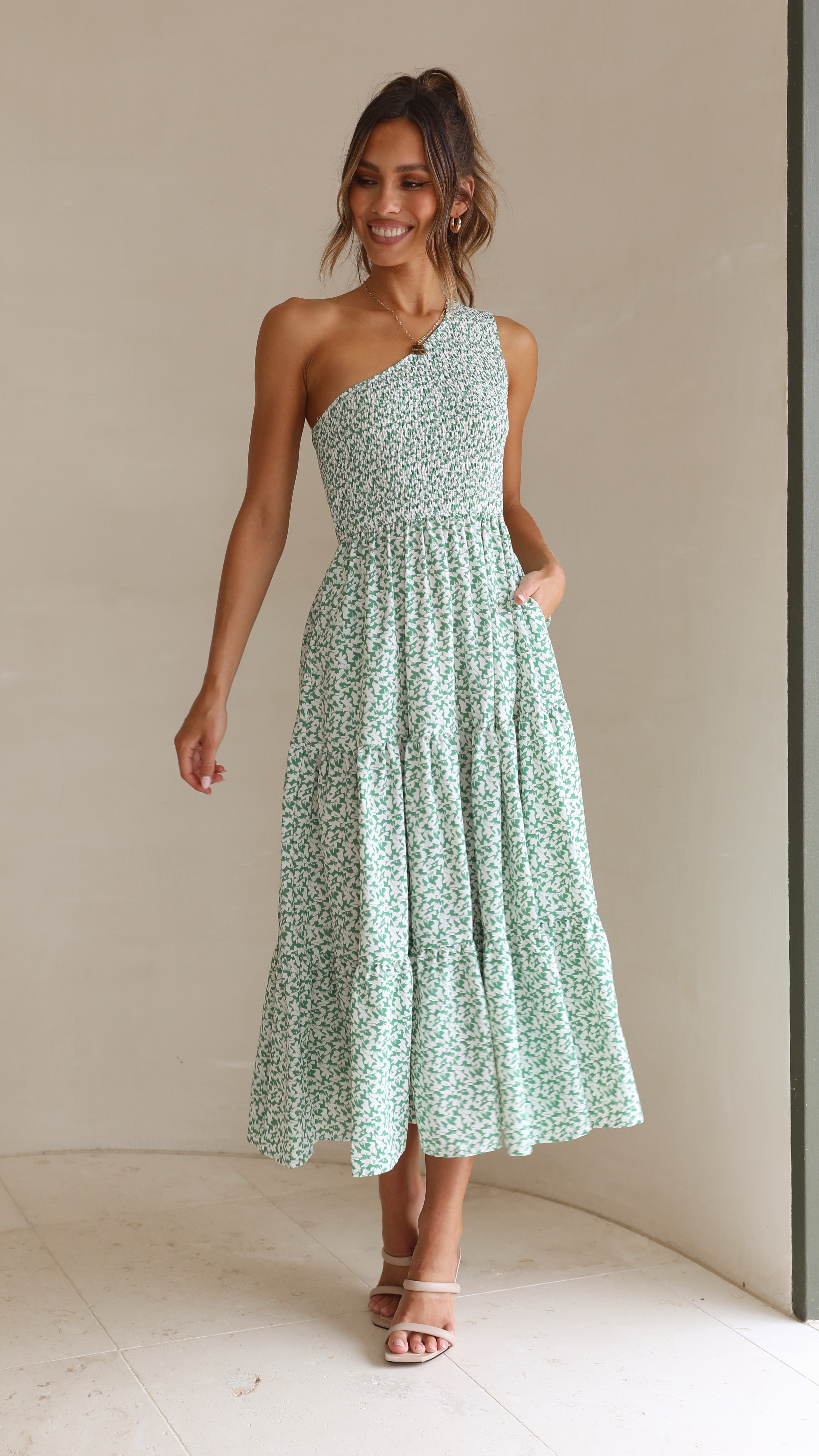 Cassy Midi Dress - Sage Floral
