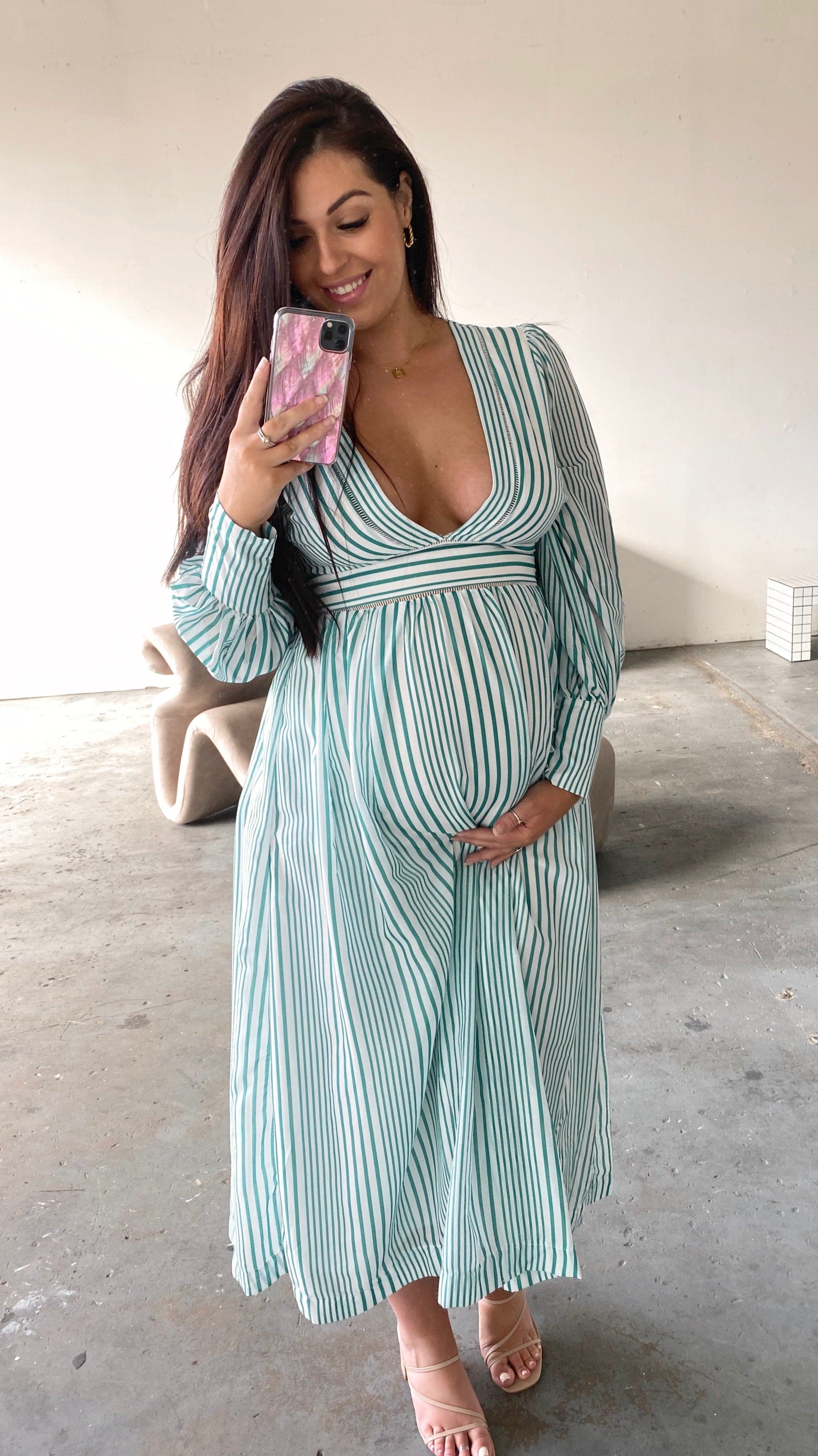 Adora Maxi Dress - Green Stripe