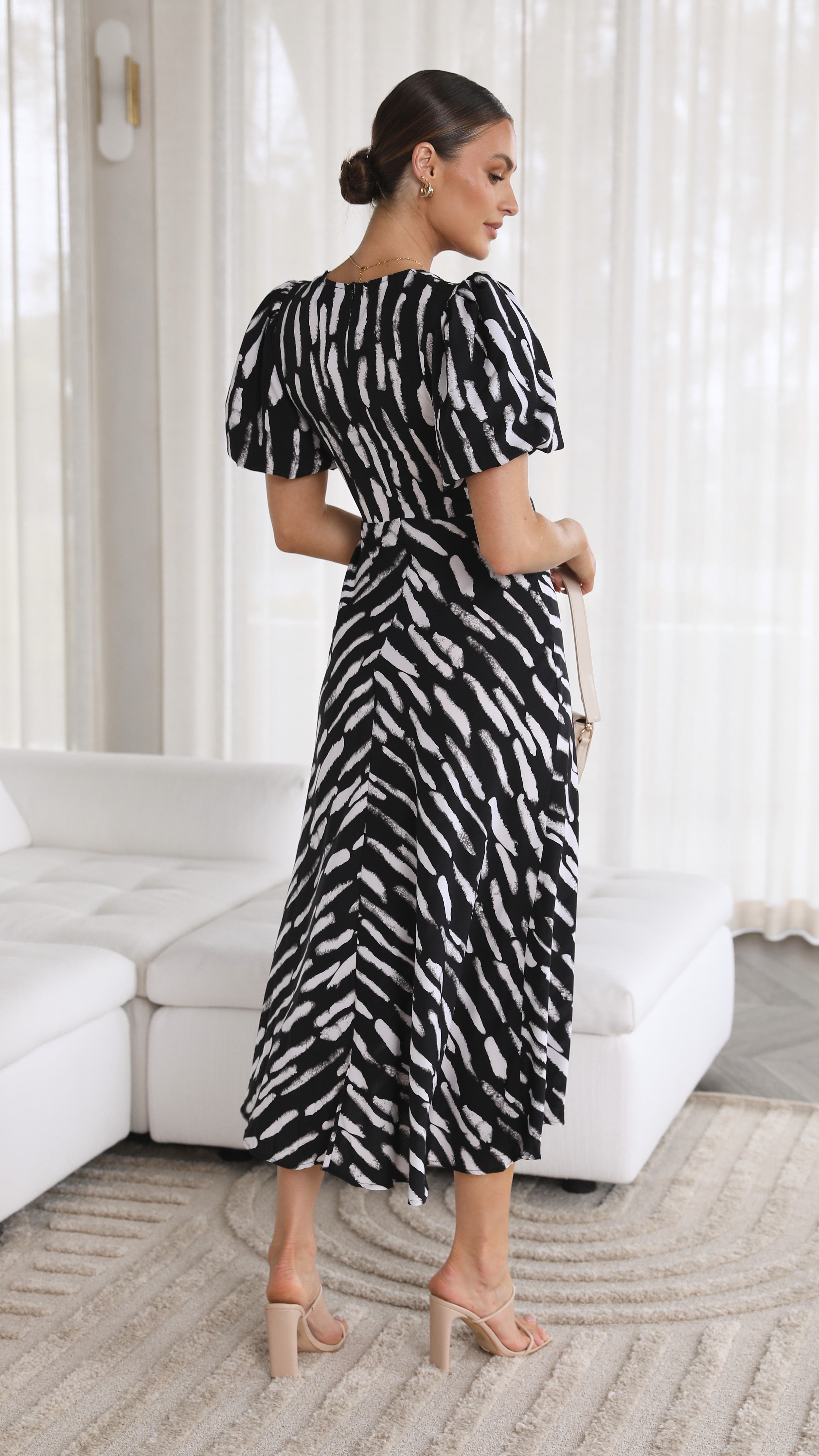 Paysley Midi Dress - Black