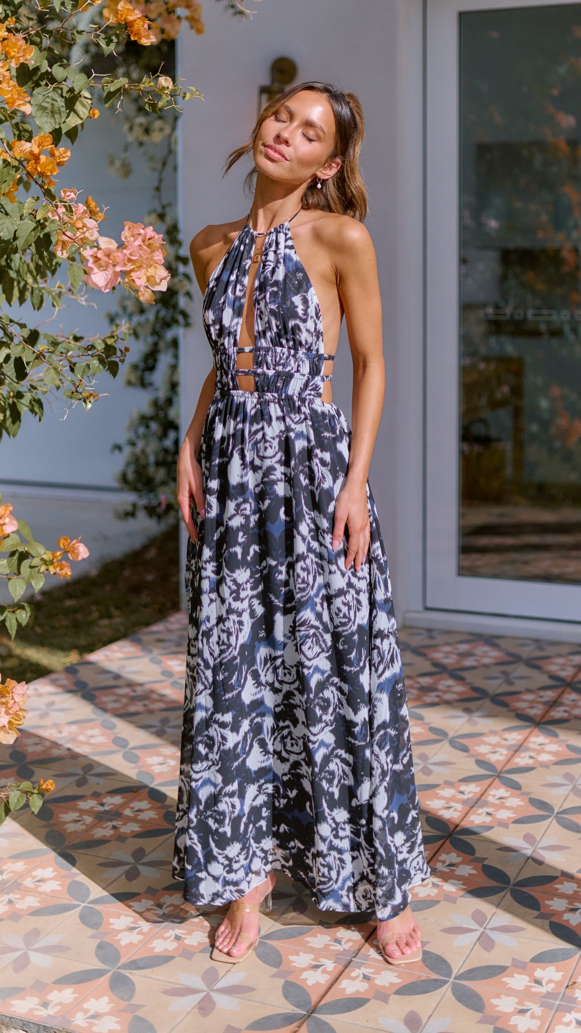 Ivy Maxi Dress - Black/White Print