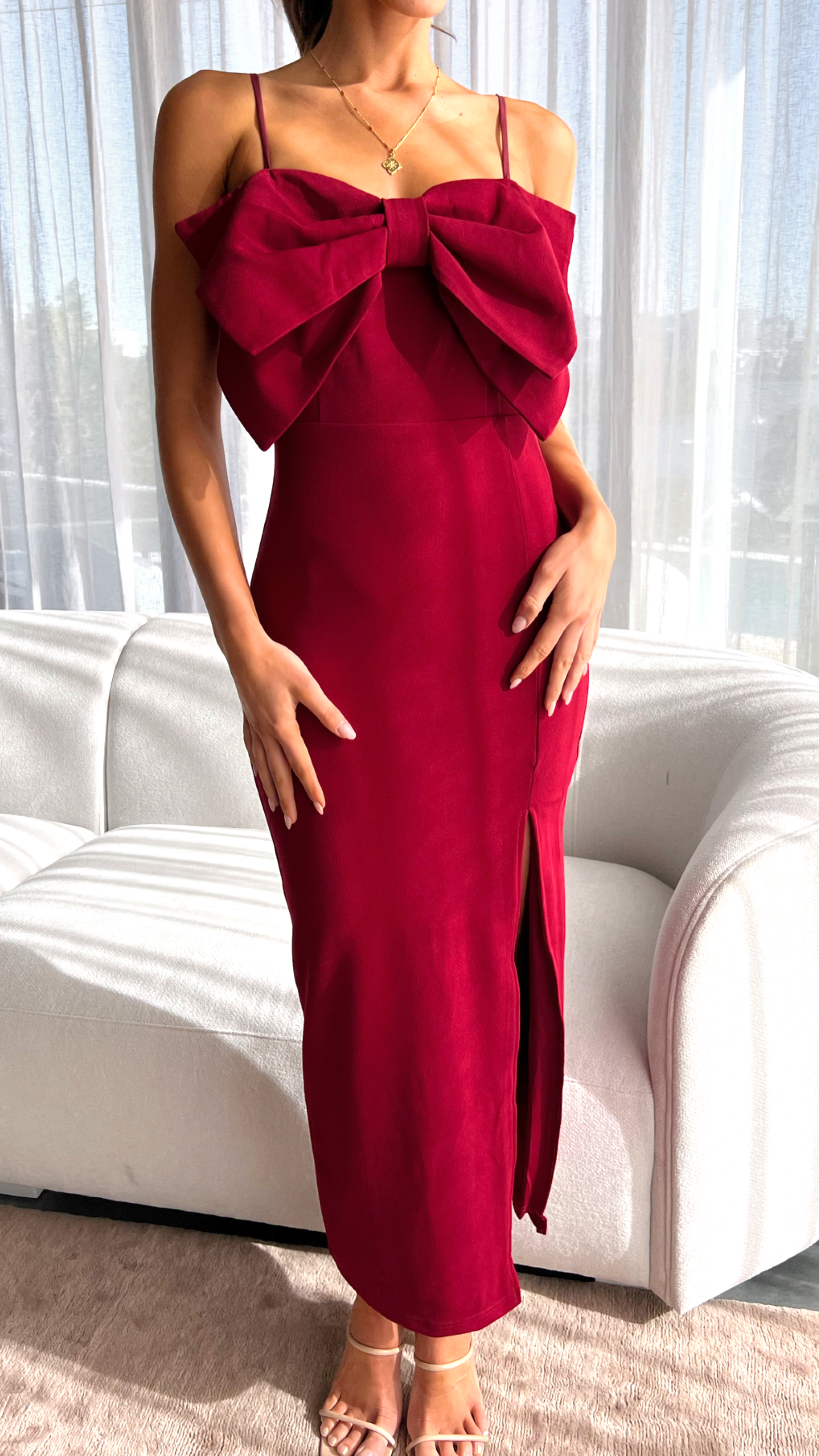 Megan Midi Dress - Wine