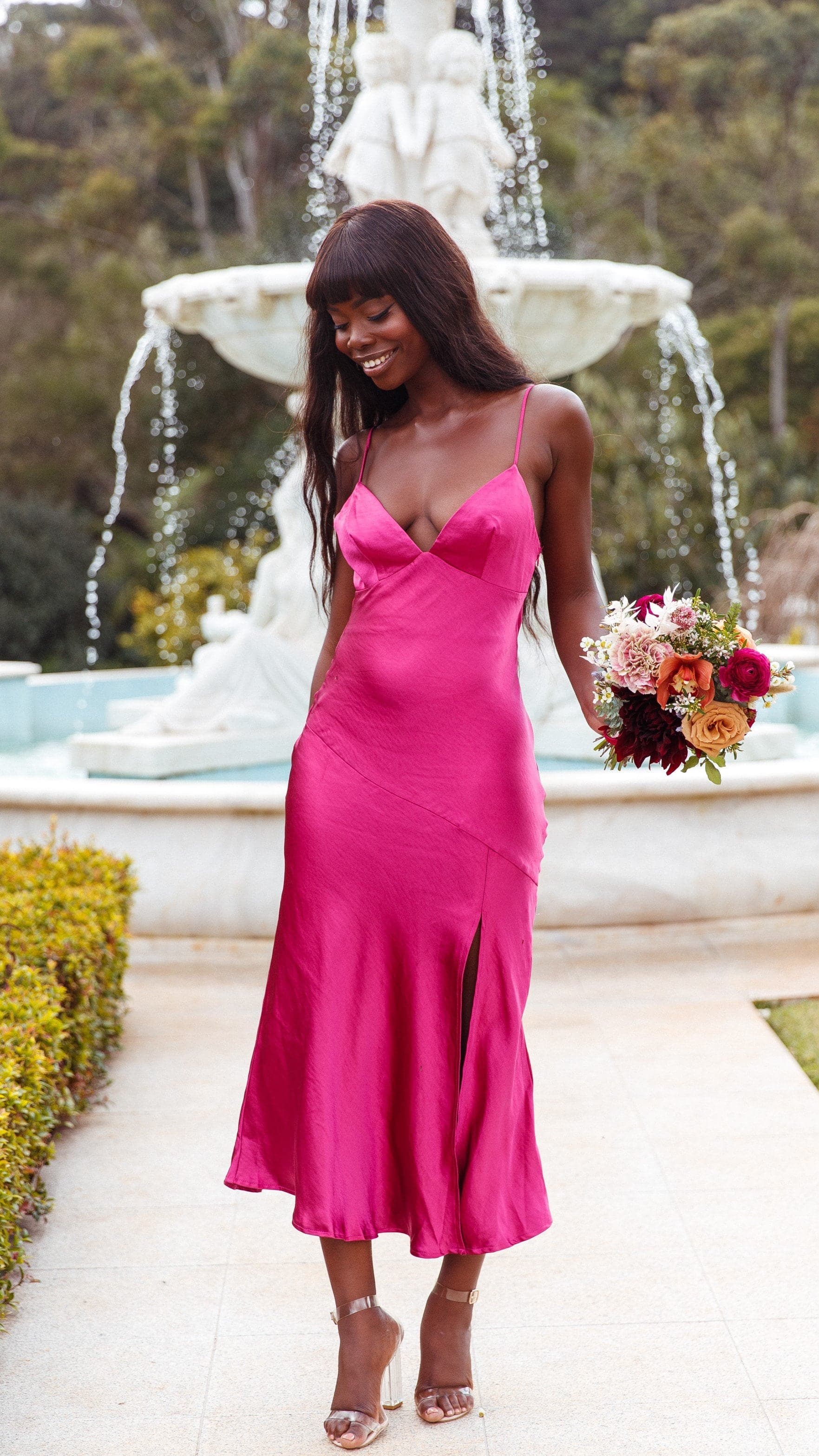 Josie Midi Dress - Fuchsia