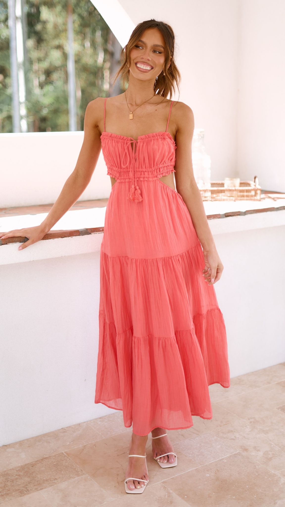 Vella Midi Dress - Coral