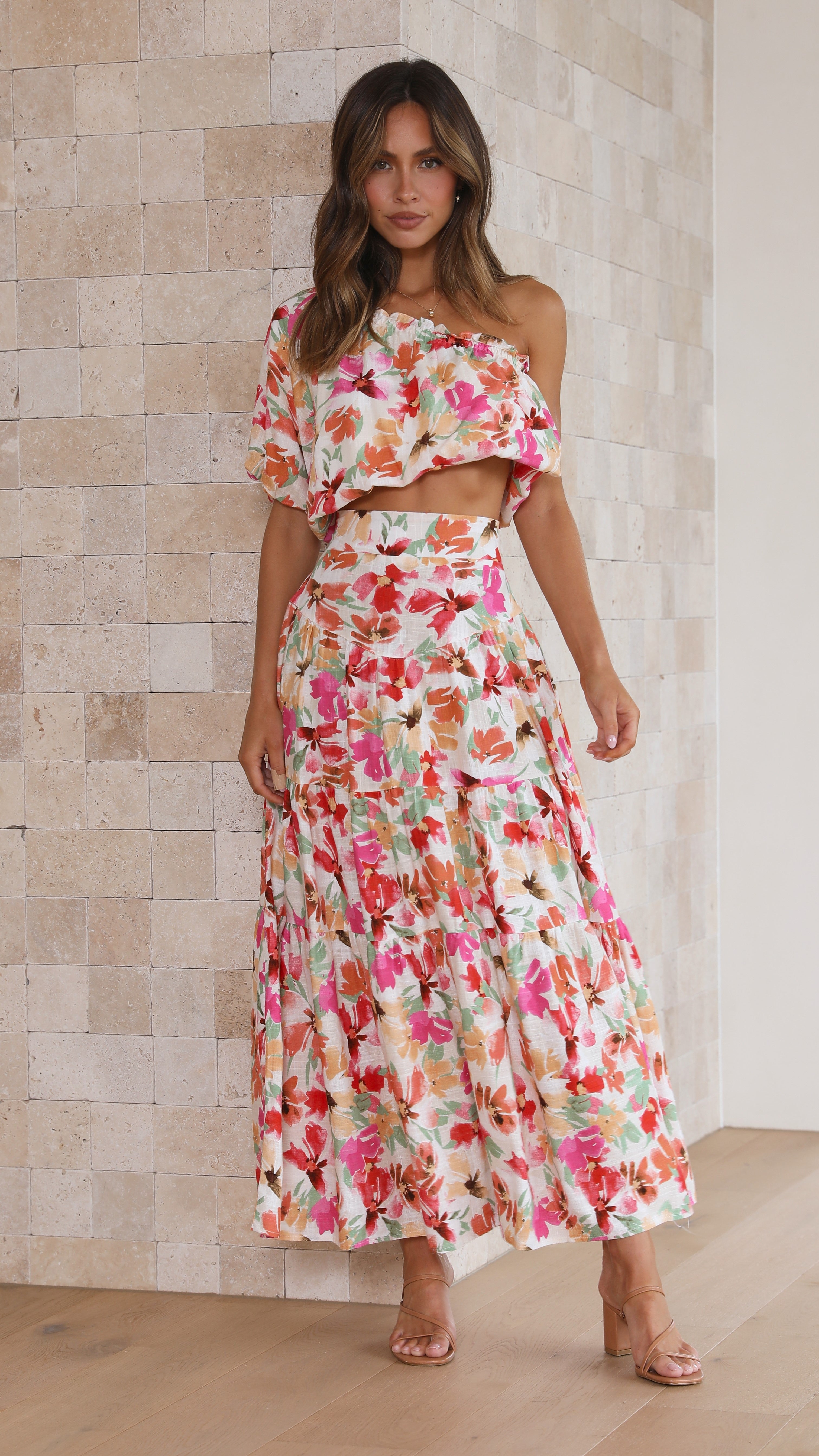 Angie Maxi Skirt - Fiery Rose