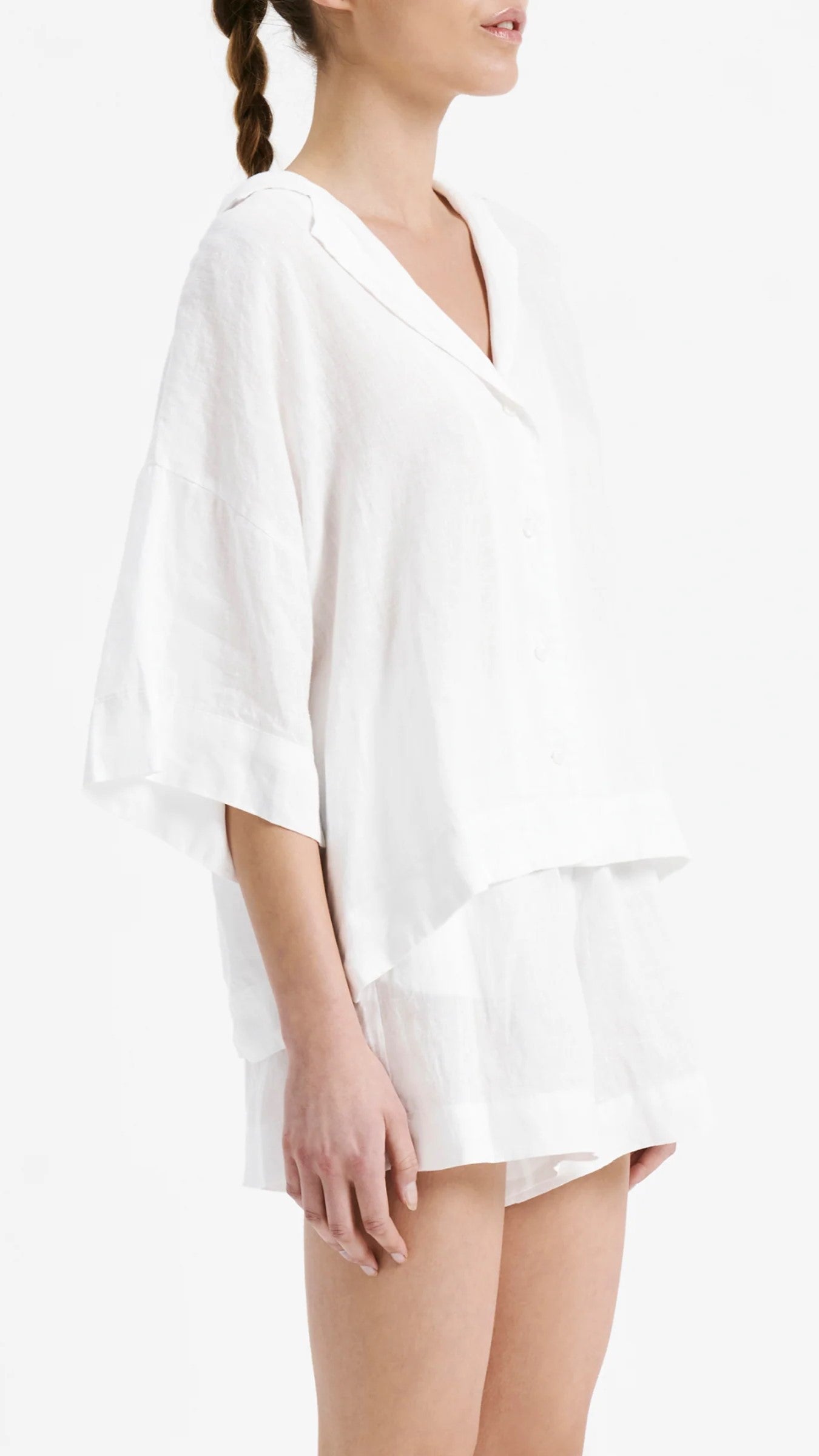 Linen Lounge Shirt - White
