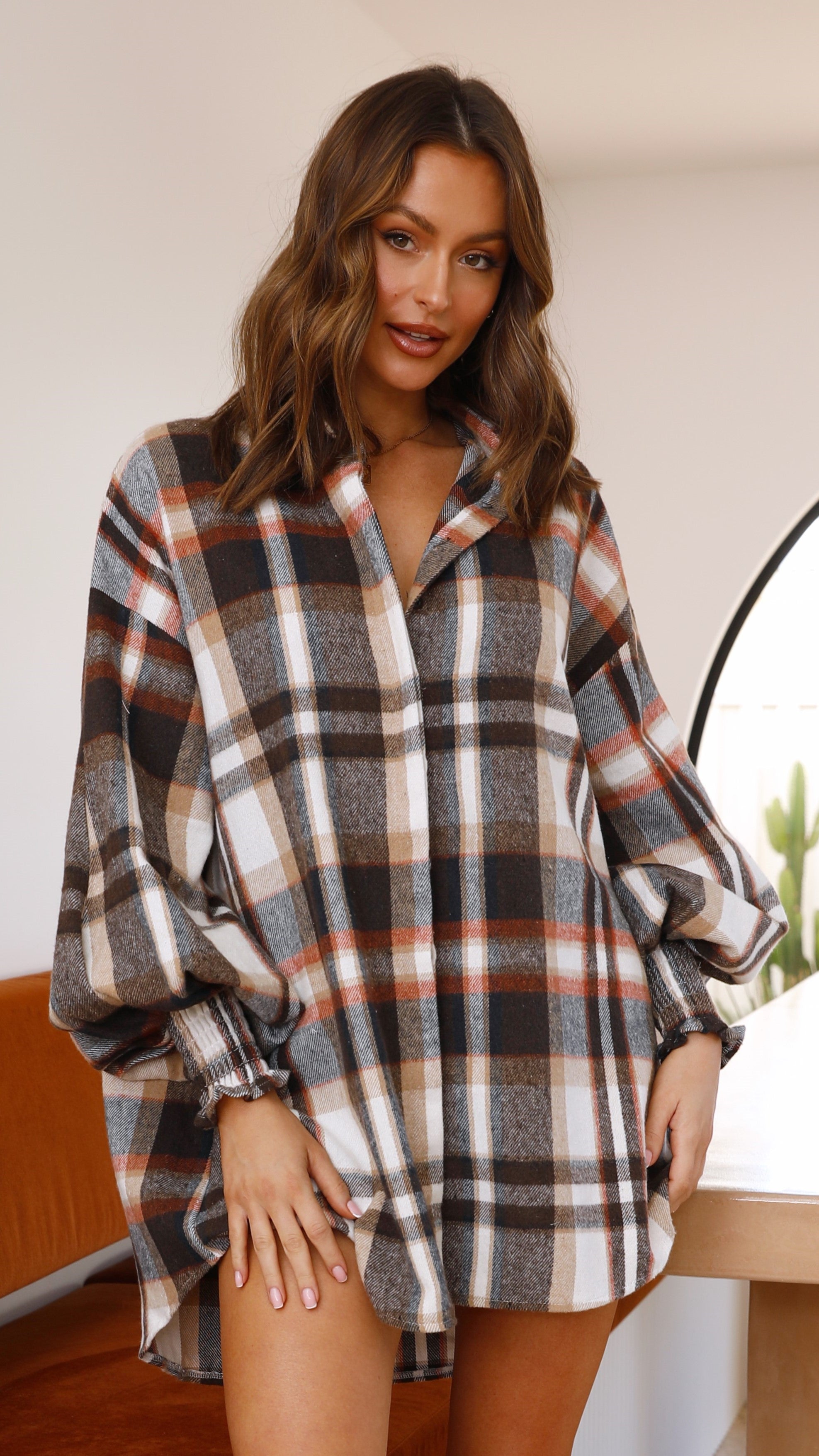 Mirandah Shirt Dress - Chocolate Check
