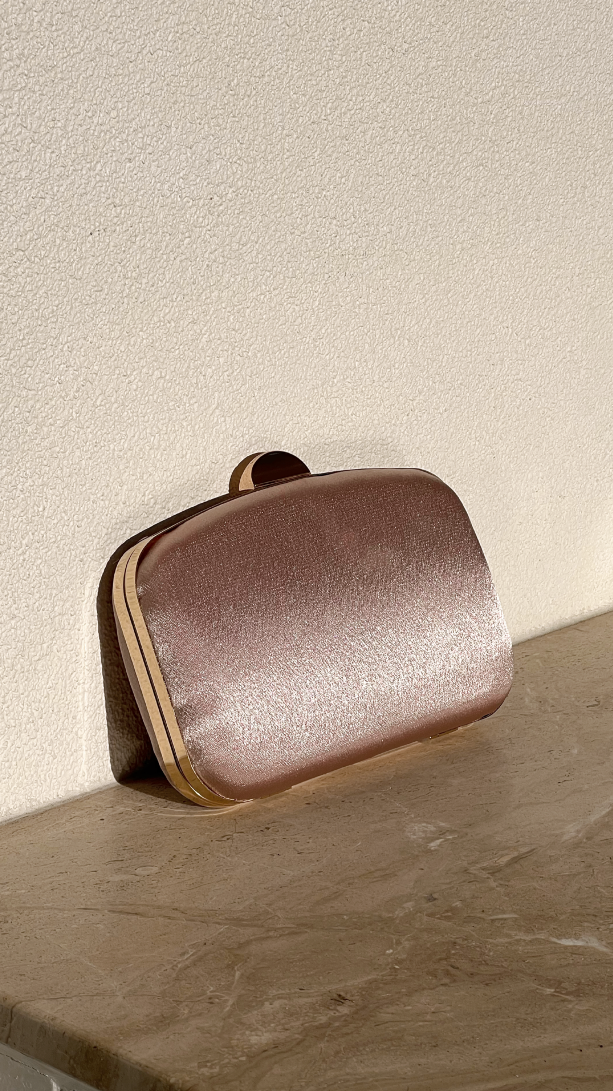Alayna Satin Structured Clutch - Champagne