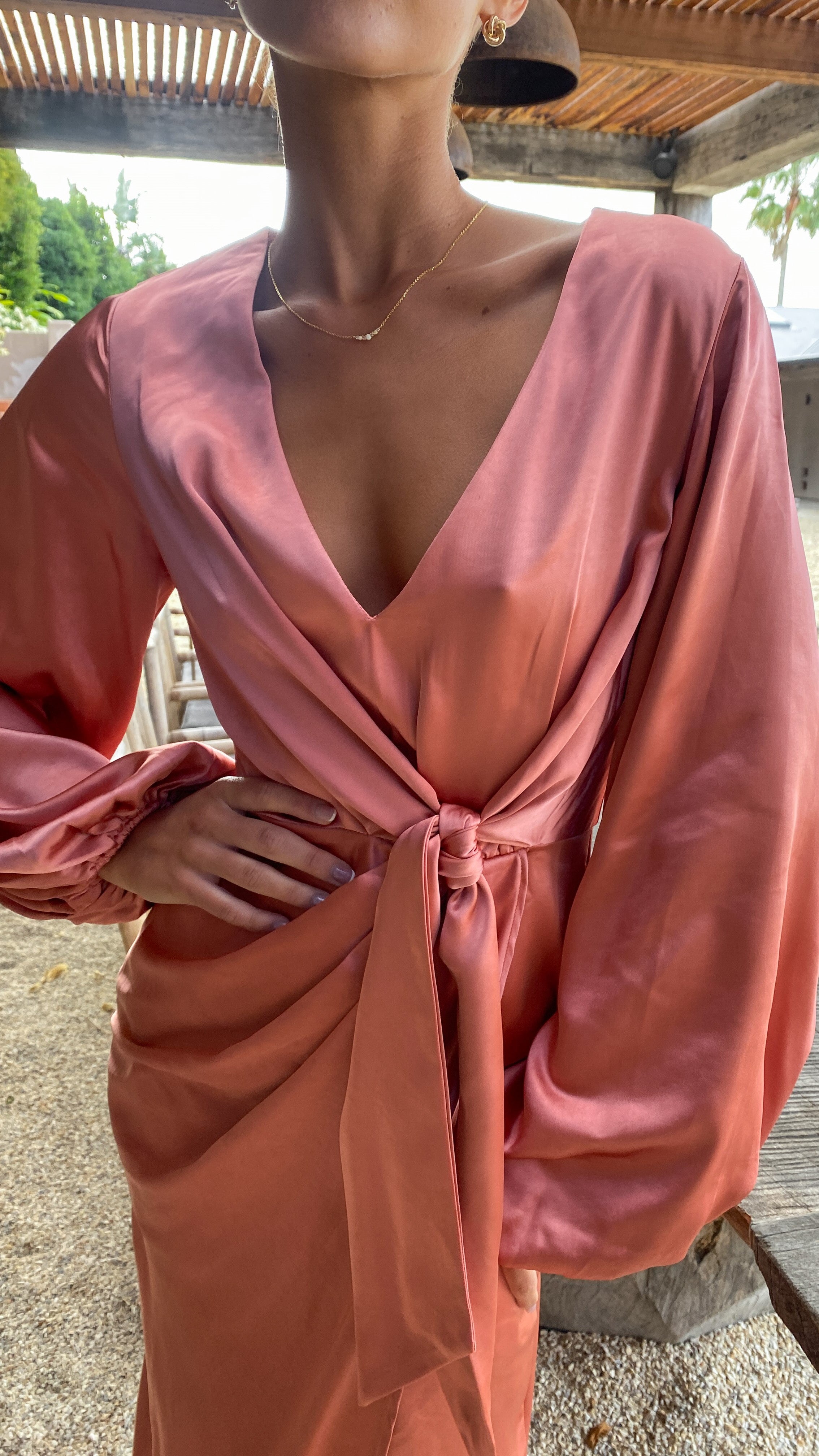 Naomi Long Sleeve Maxi Dress - Baked Rose