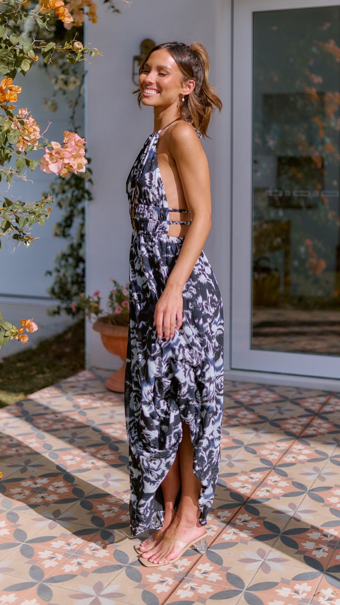 Ivy Maxi Dress - Black/White Print