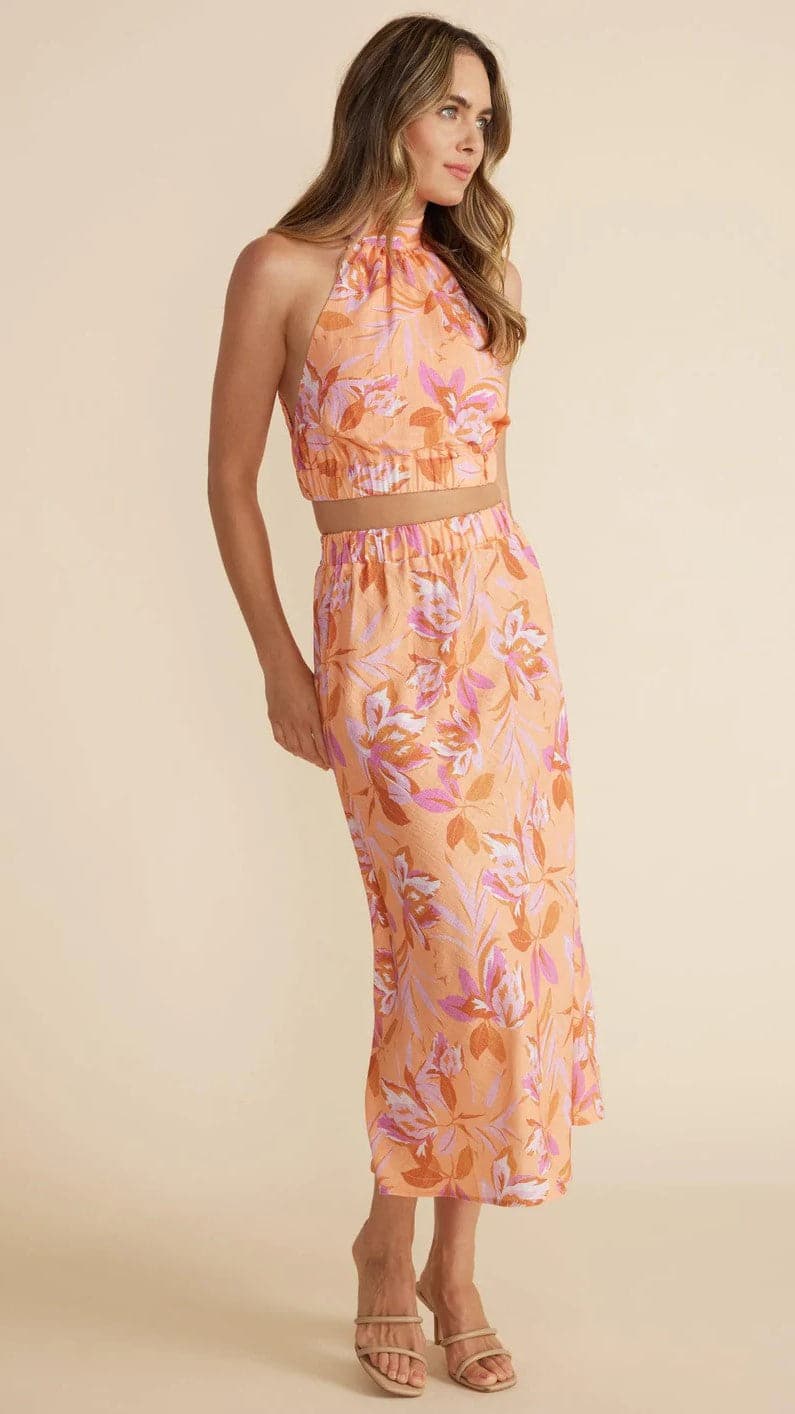 Carmen Bias Midi Skirt - Pink Floral
