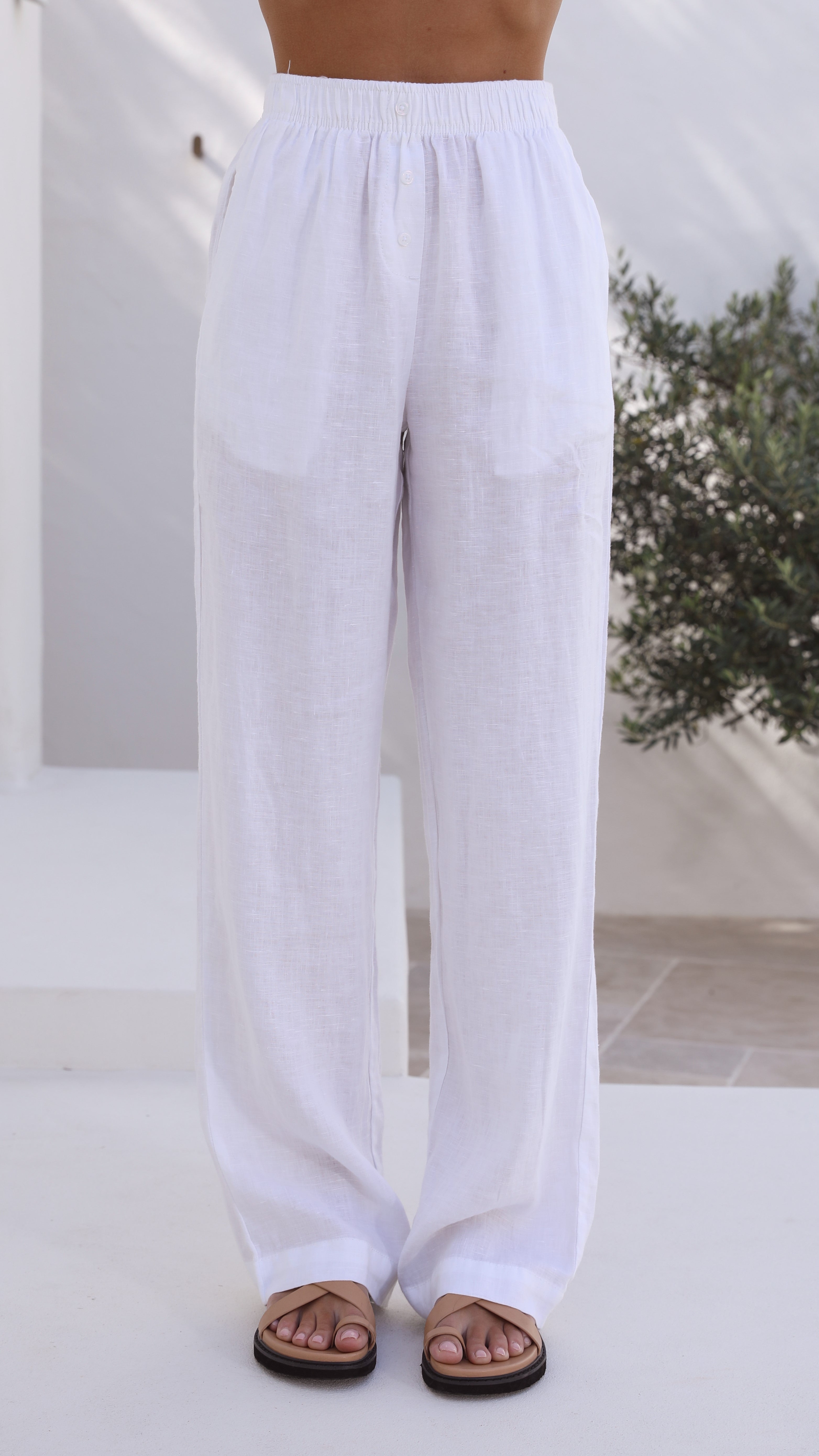 Linen Lounge Pant - White