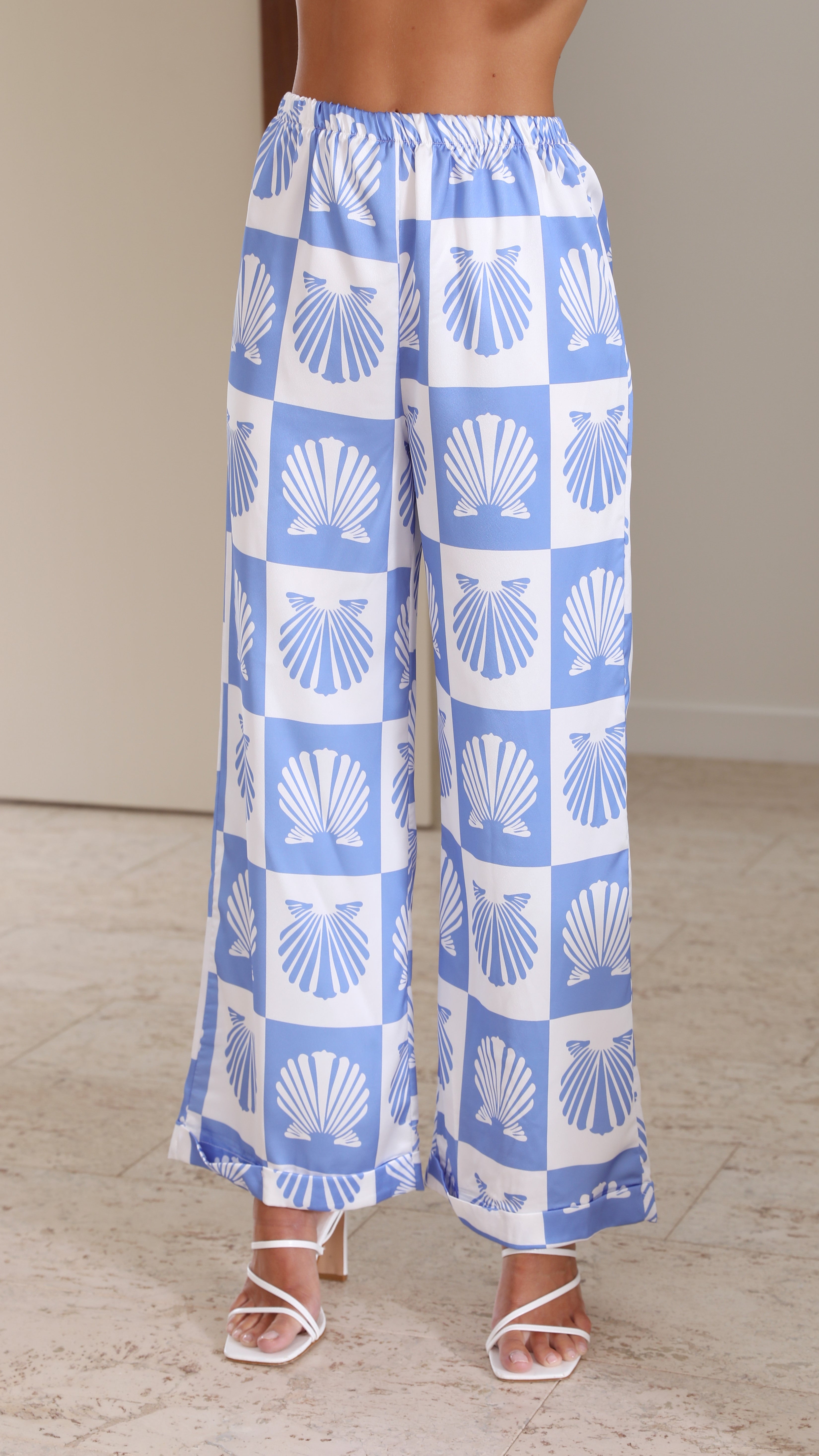 Camilla Shirt and Pants Set - Blue/White