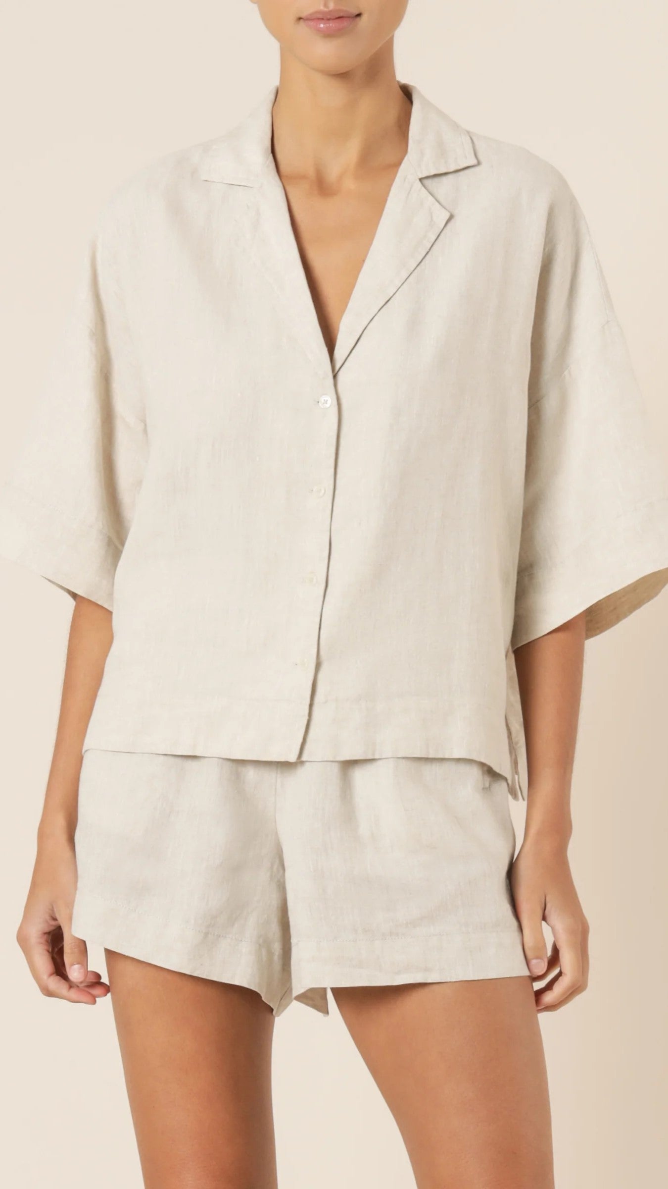 Linen Lounge Shirt - Natural