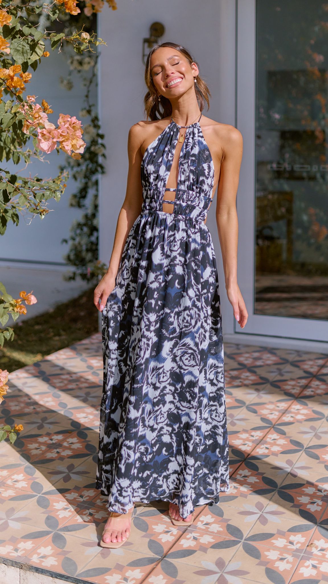 Ivy Maxi Dress - Black/White Print