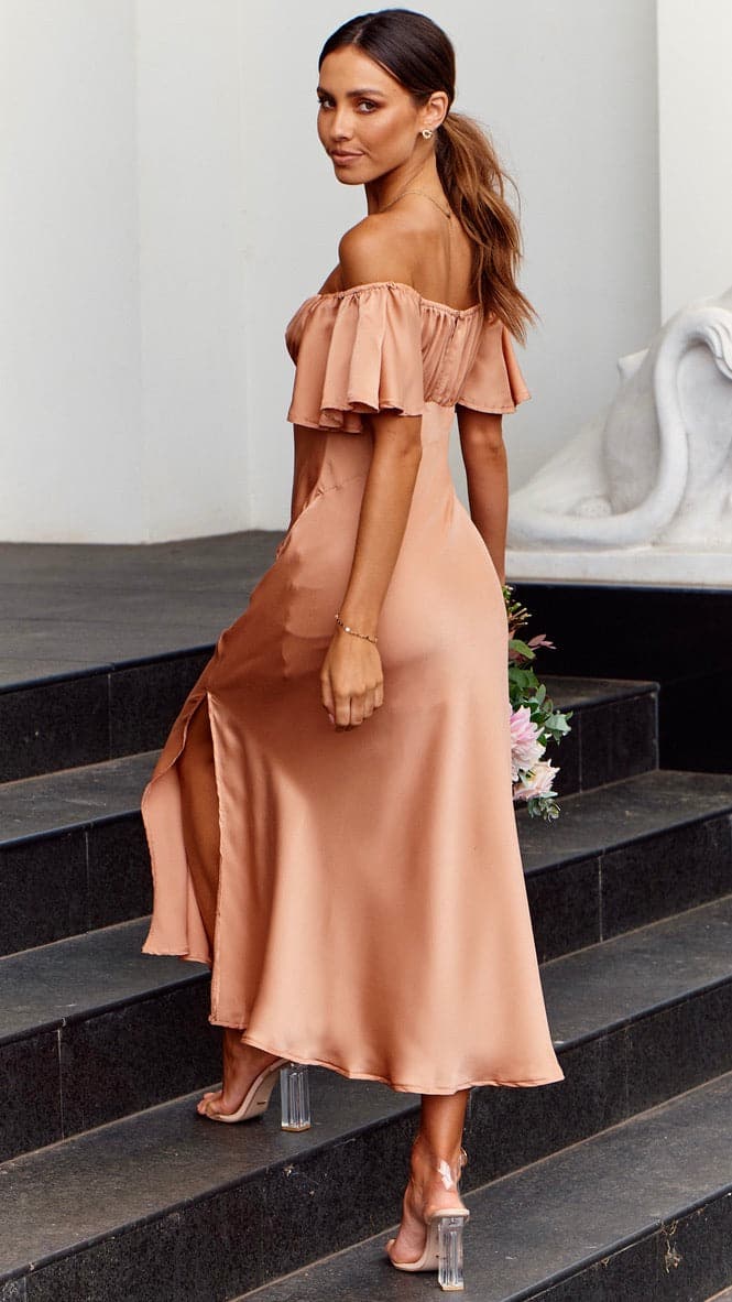 Louisa Midi Dress - Peach