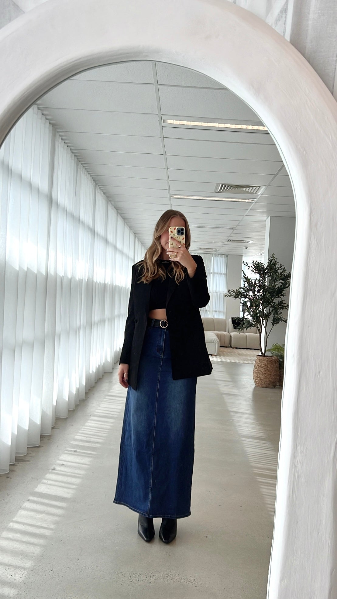 Rennie Denim Maxi Skirt - Mid Blue