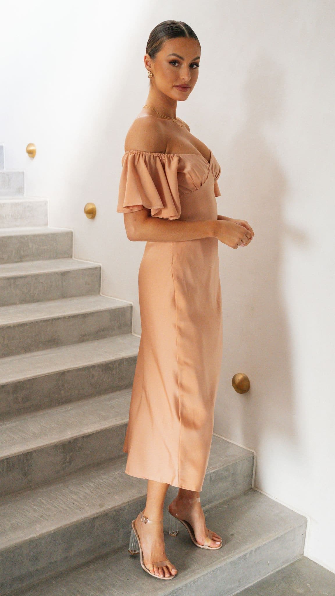 Louisa Midi Dress - Peach