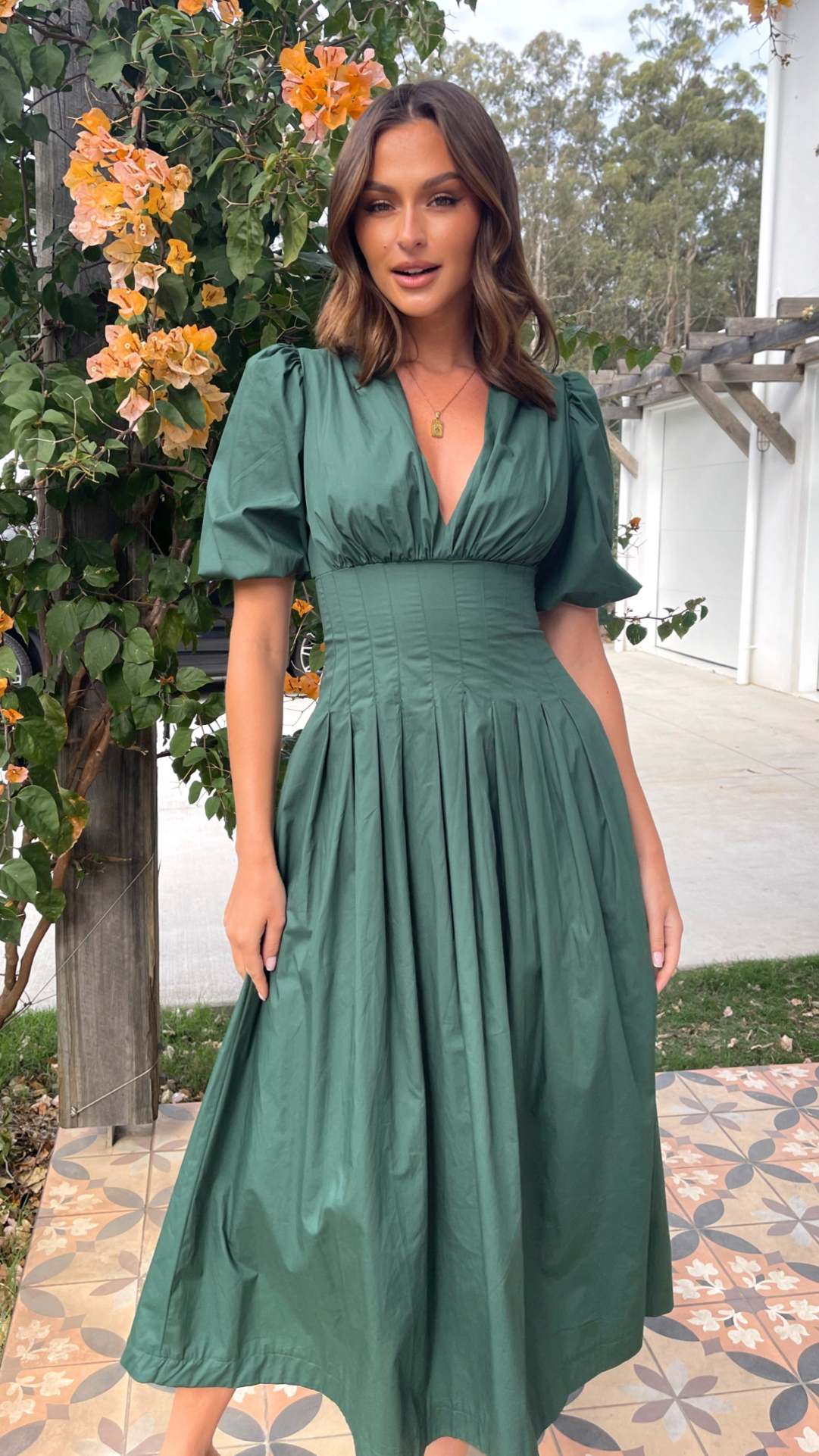 Laura Midi Dress - Emerald - lelonys Laura Midi Dress - Emerald - lelonys