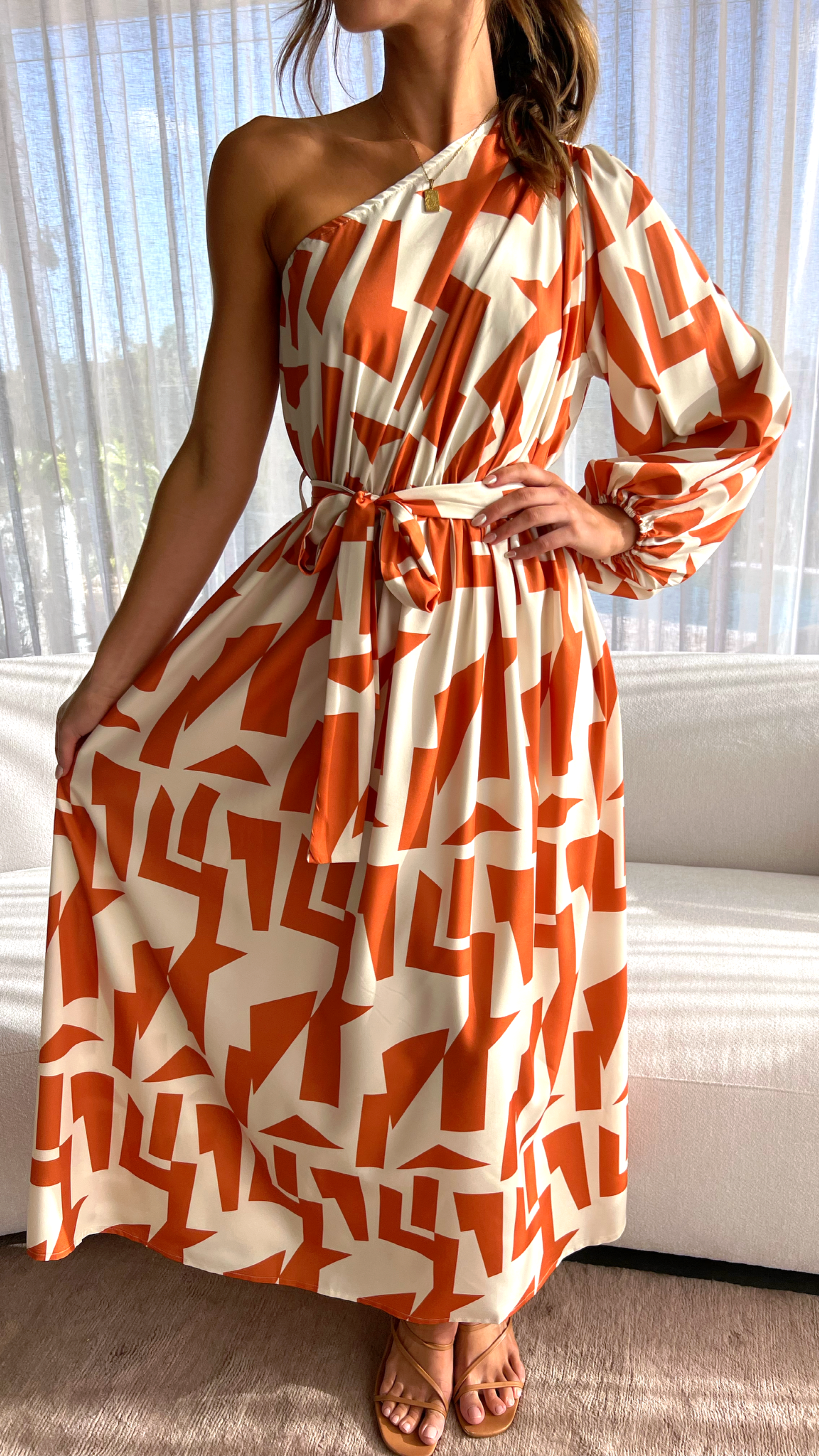Melanie Maxi Dress - Orange/Rust Print