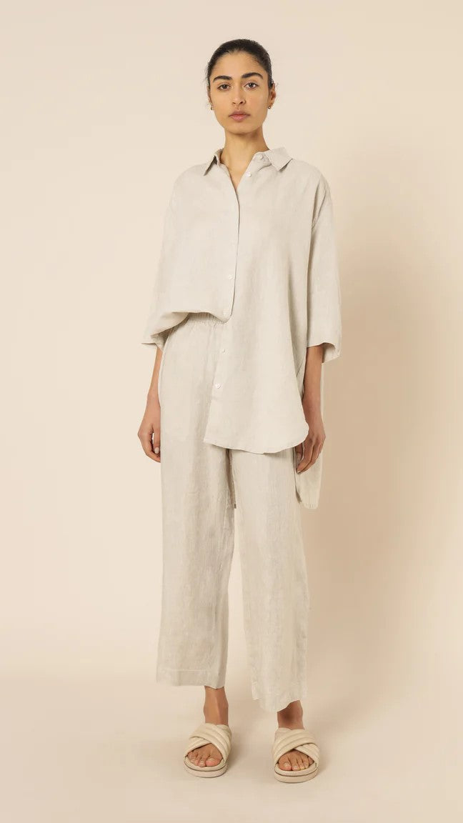 Lounge Linen Longline Shirt - Natural