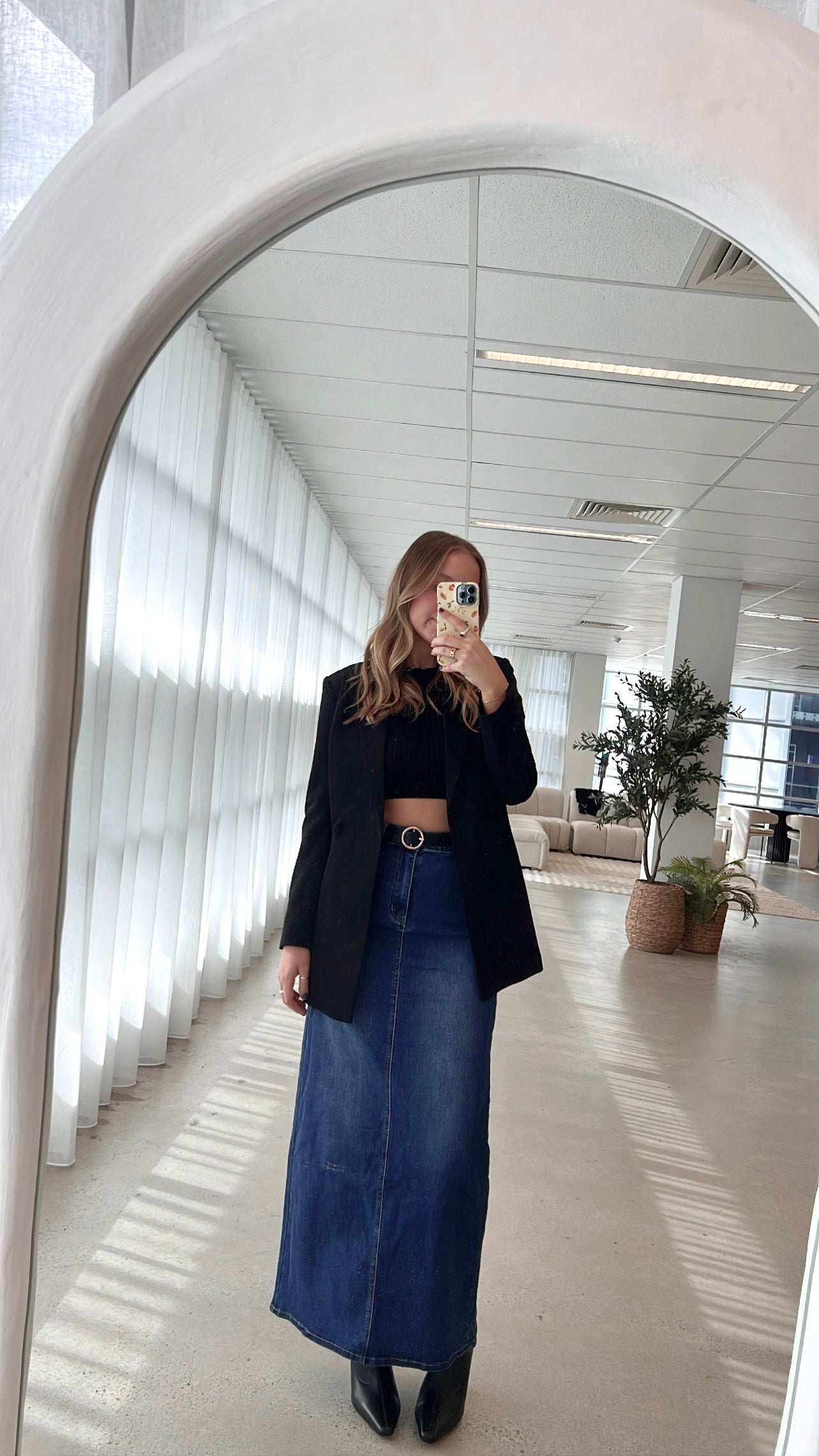 Rennie Denim Maxi Skirt - Mid Blue