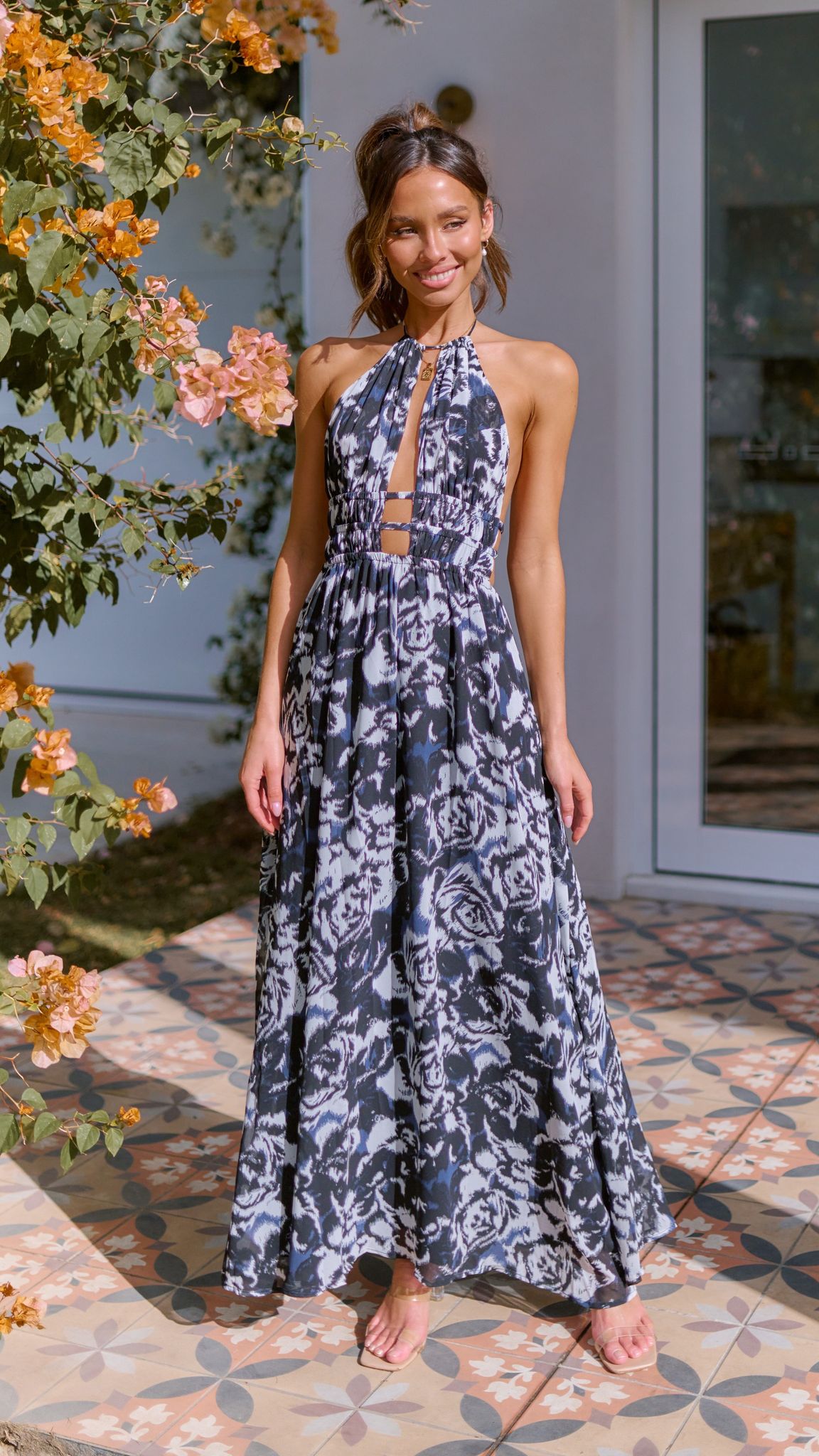 Ivy Maxi Dress - Black/White Print