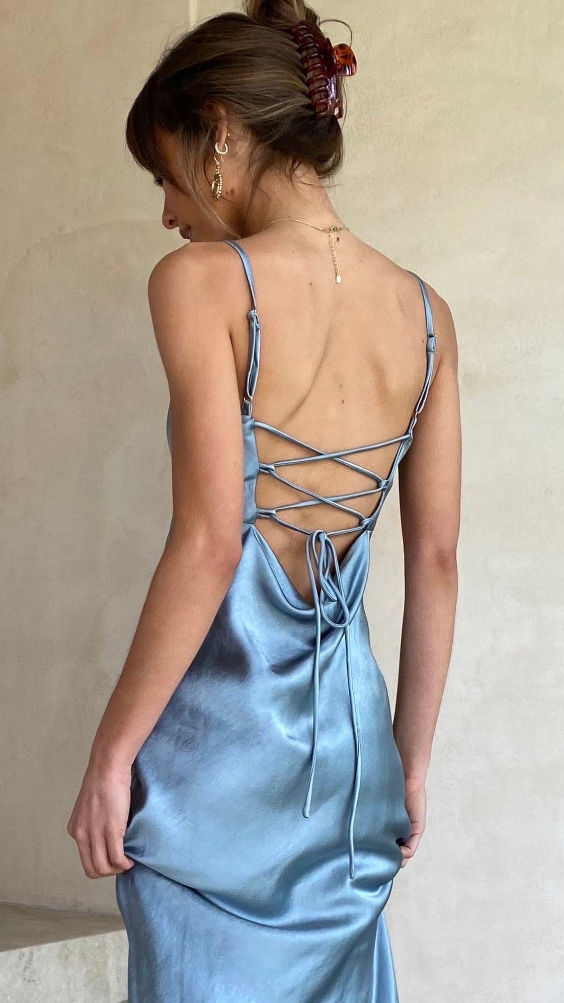 Keira Midi Dress - Steel Blue