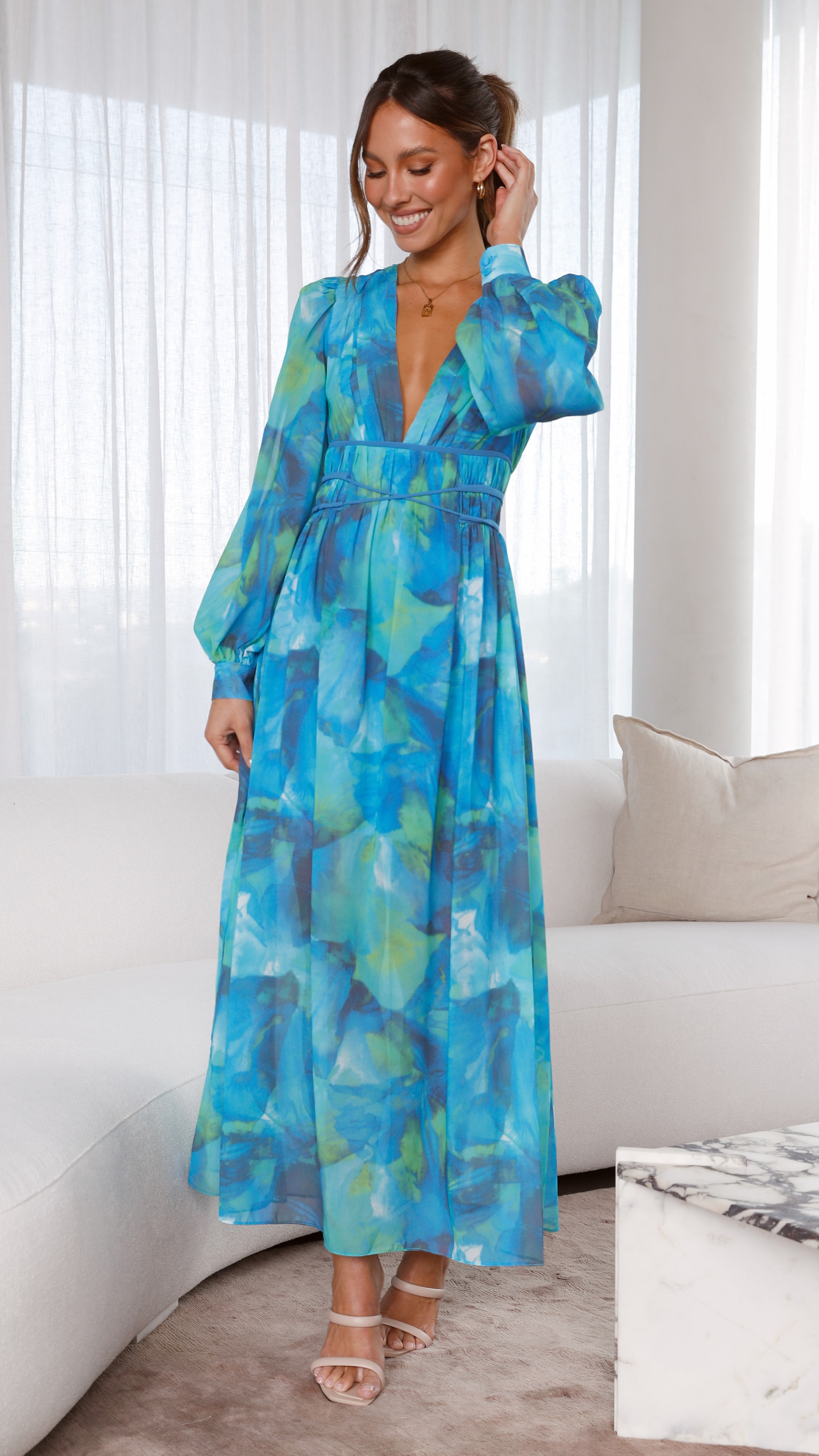 Kayla Maxi Dress - Blue Floral