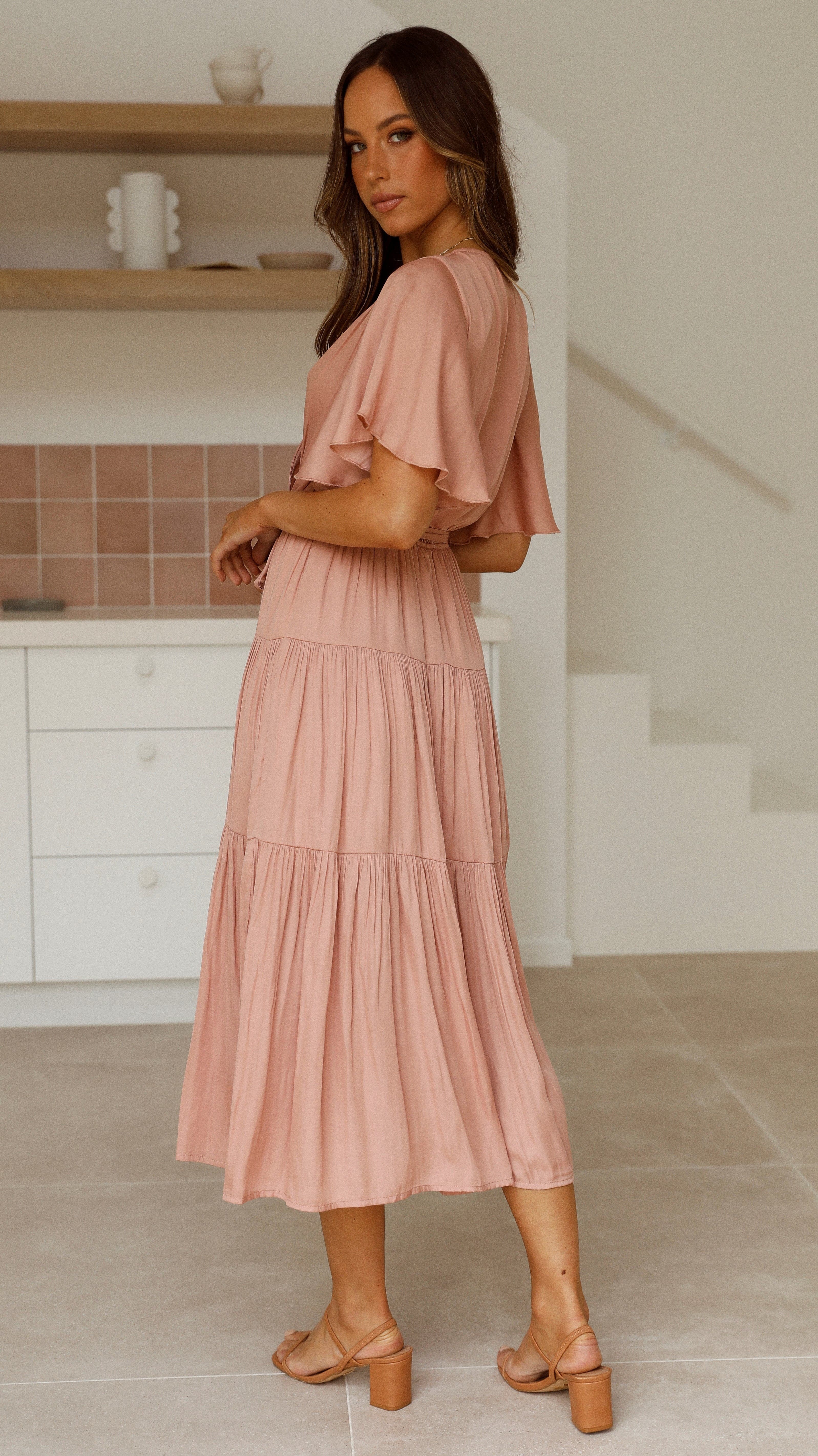 Dakota Midi Dress - Salmon
