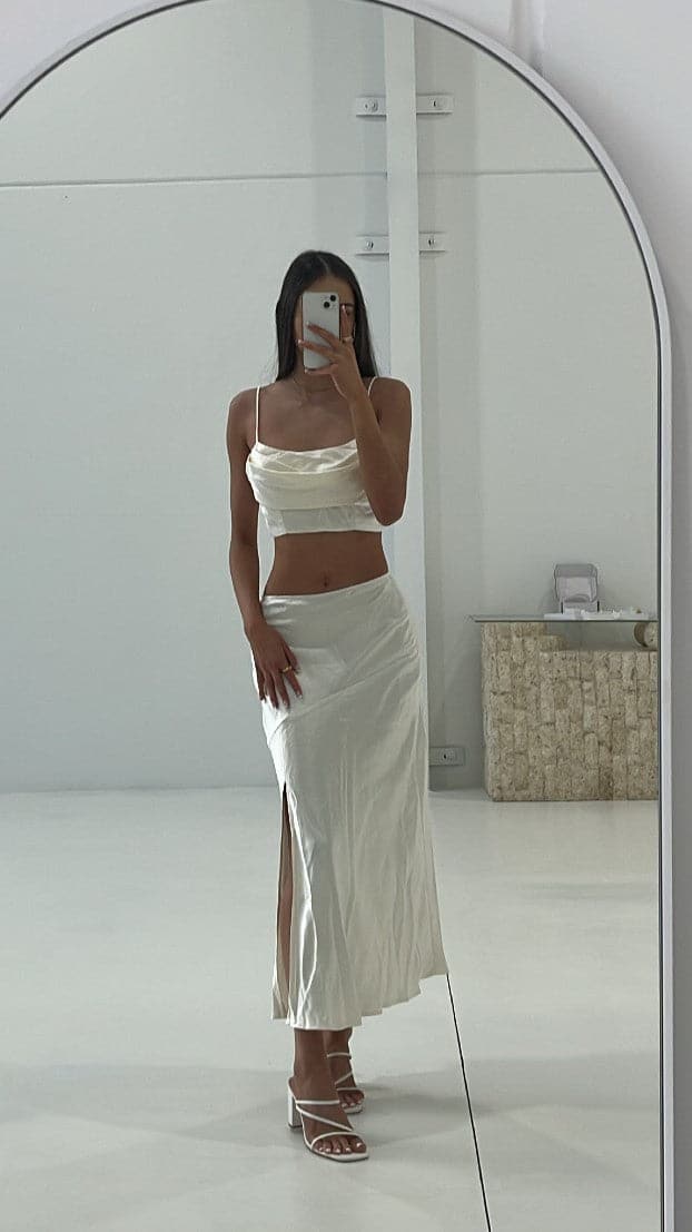 Celina Top and Skirt Set - Champagne