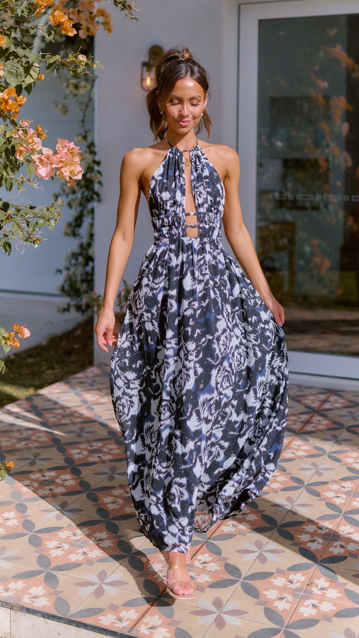 Ivy Maxi Dress - Black/White Print
