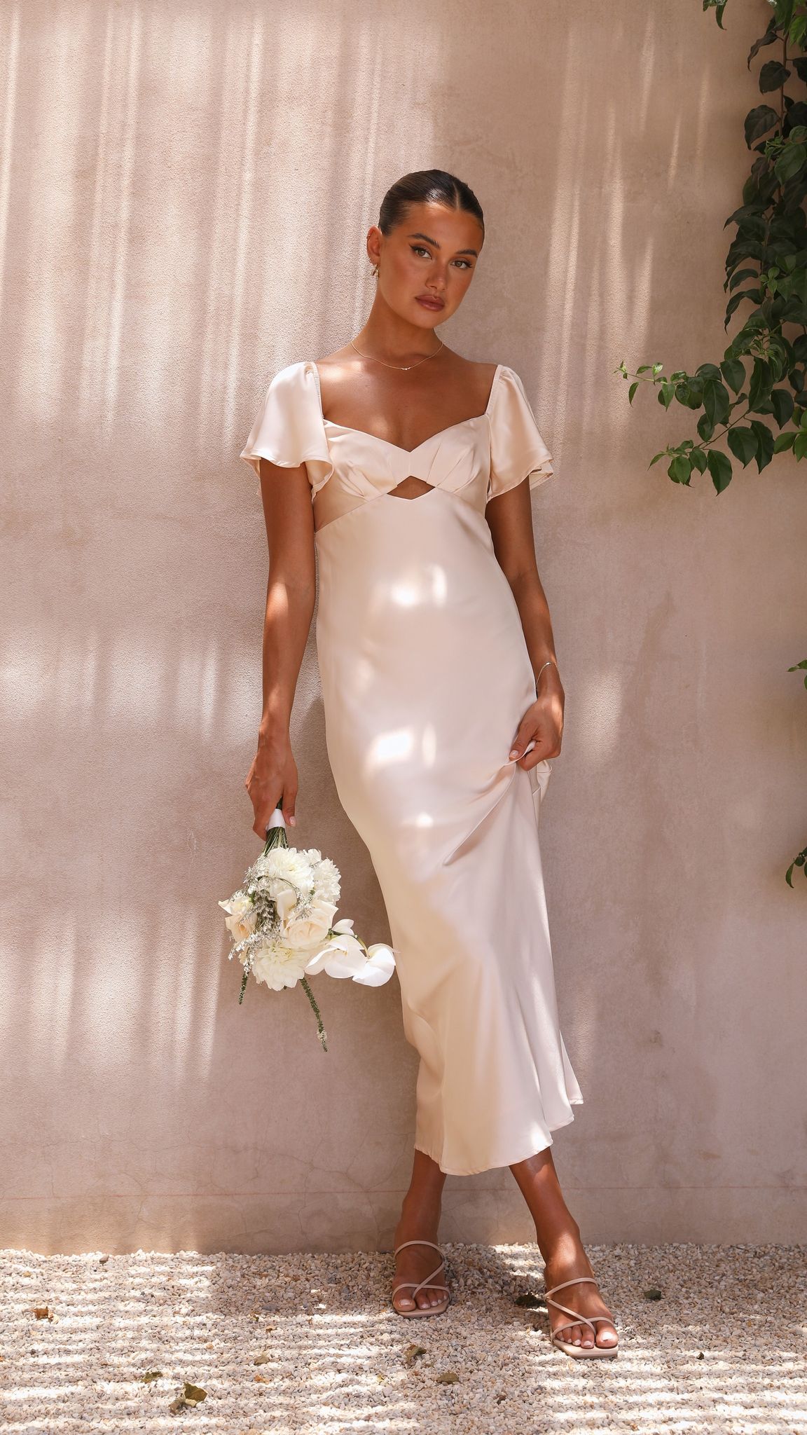 Carmen Midi Dress - Champagne