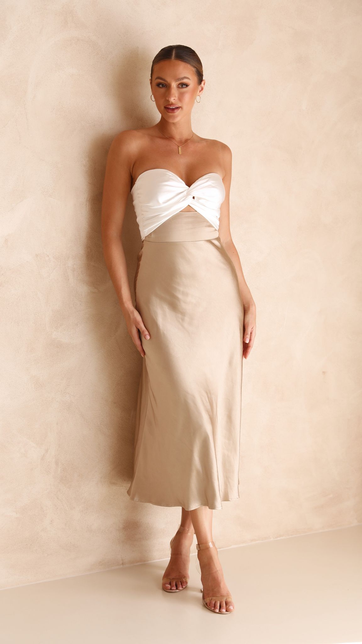 Carmelia Maxi Dress - White/Gold