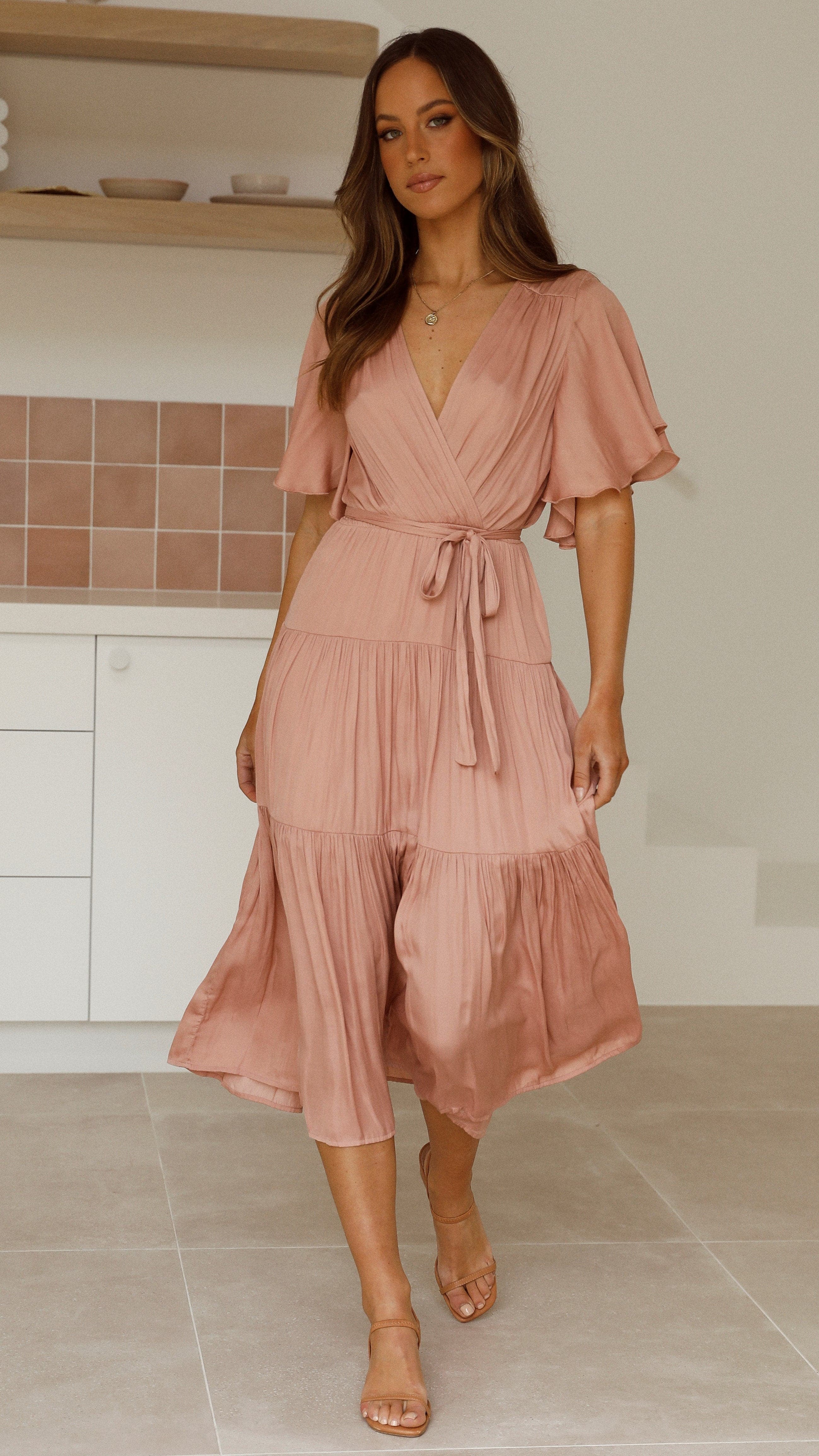 Dakota Midi Dress - Salmon