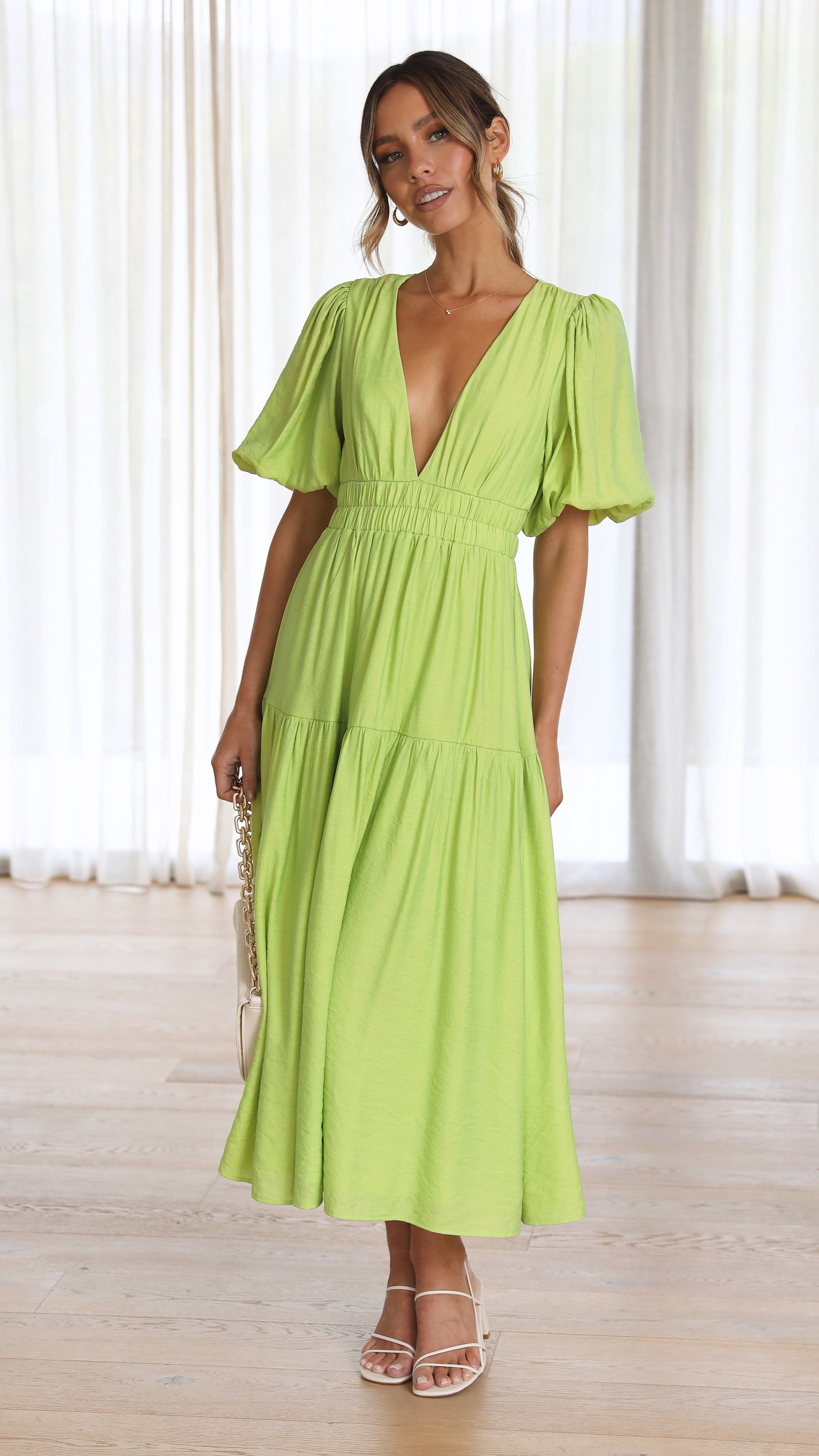 Erin Midi Dress - Lime