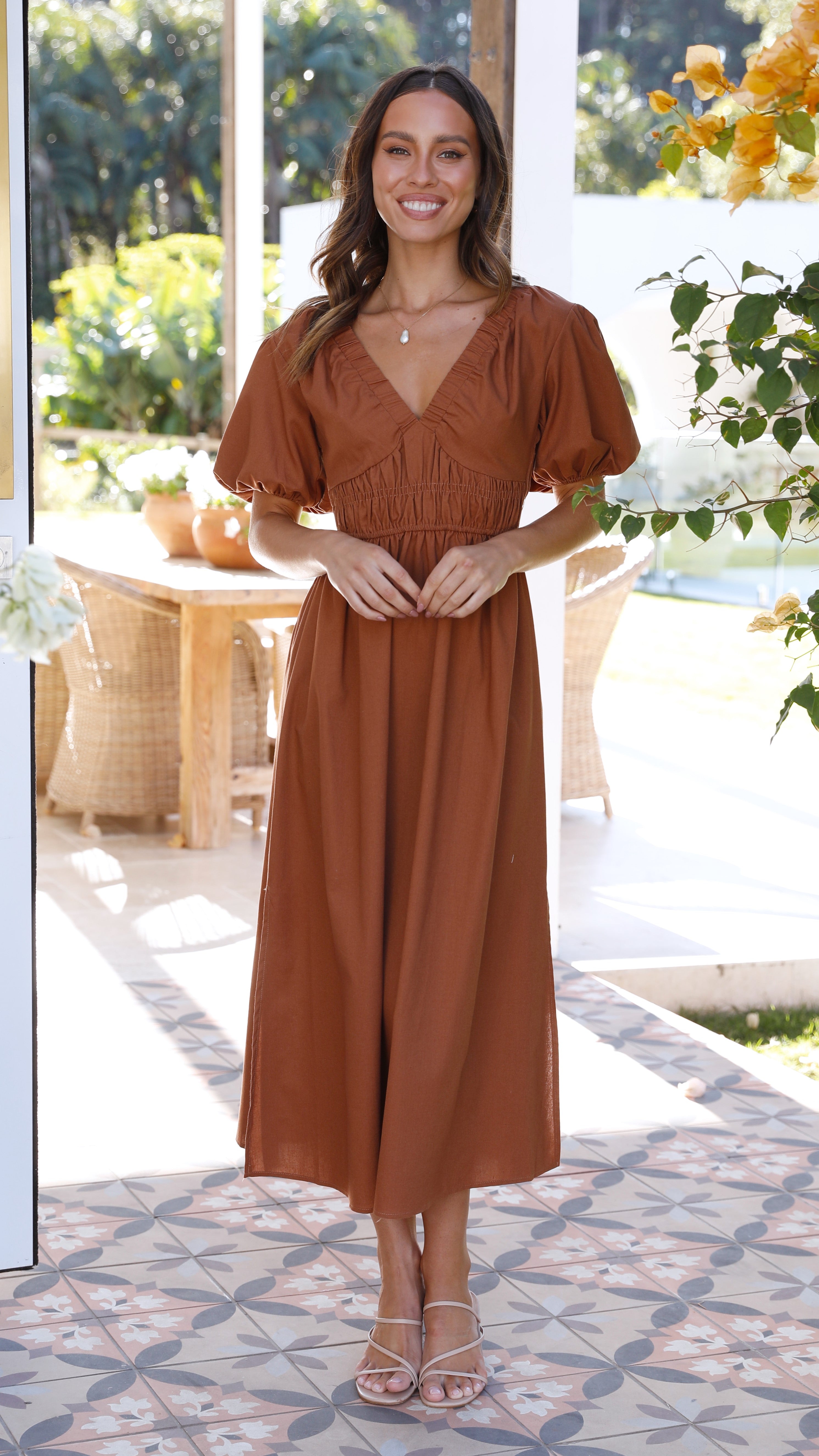 Fiore Maxi Dress - Brown